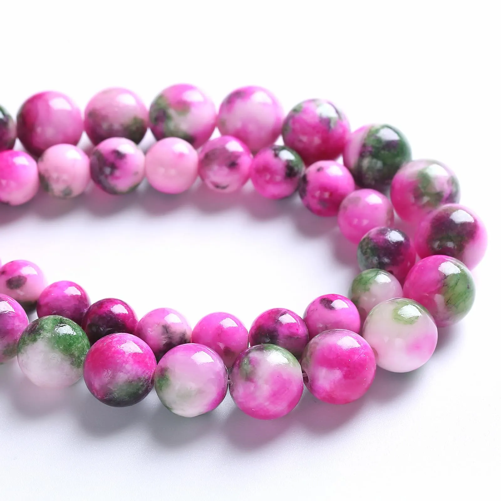 jiejinyu Perline Distanziali in Giada Persiana Rosa Verde, 6 mm, 60 pezzi - immagine 2