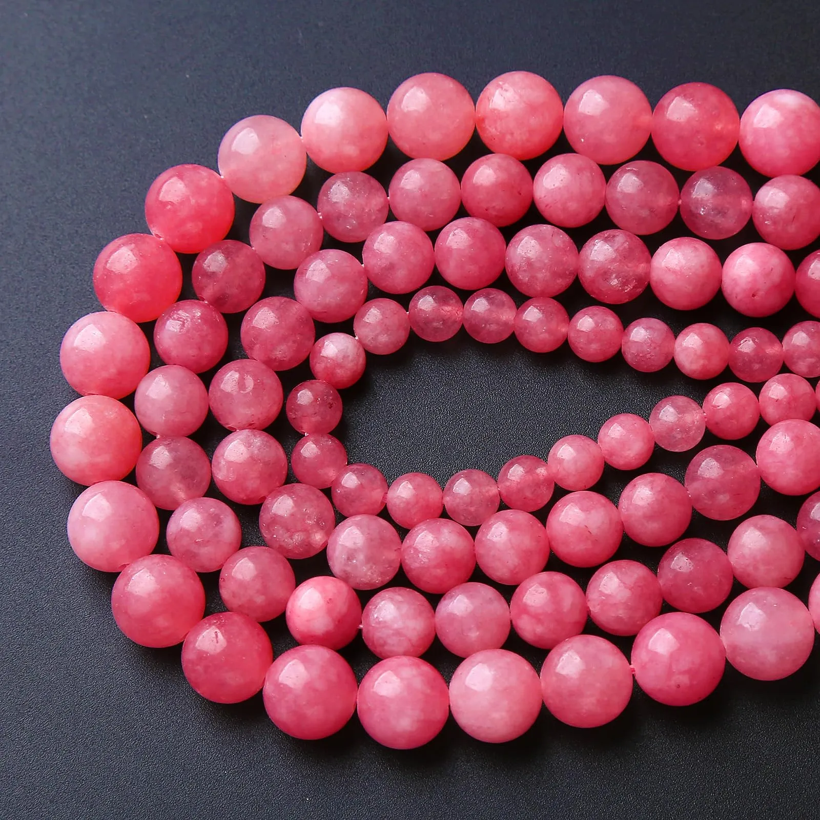 Jiejinyu 32 Perline di Giada Rosa in Pietra Naturale, 12 mm - immagine 1