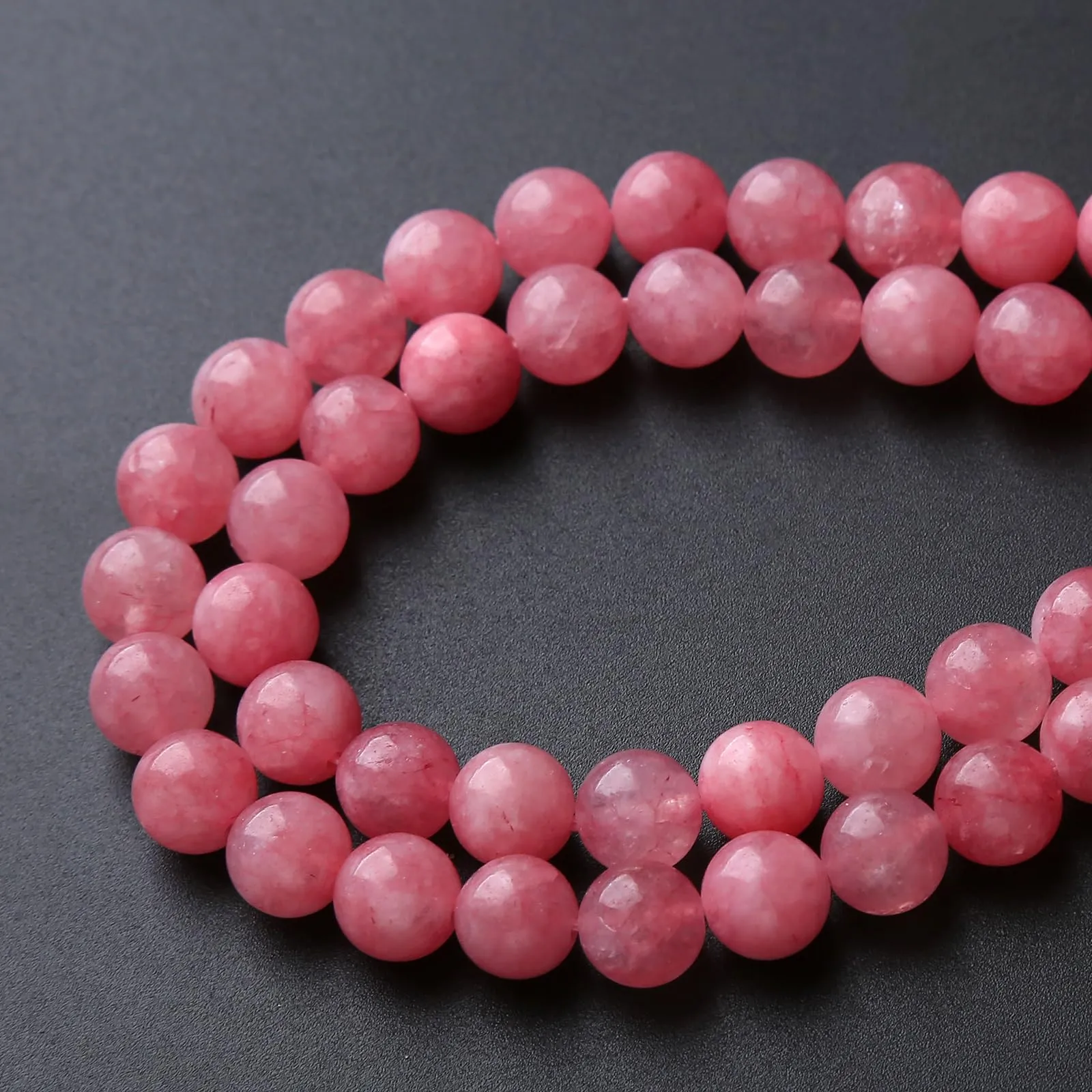 Jiejinyu 32 Perline di Giada Rosa in Pietra Naturale, 12 mm - immagine 2