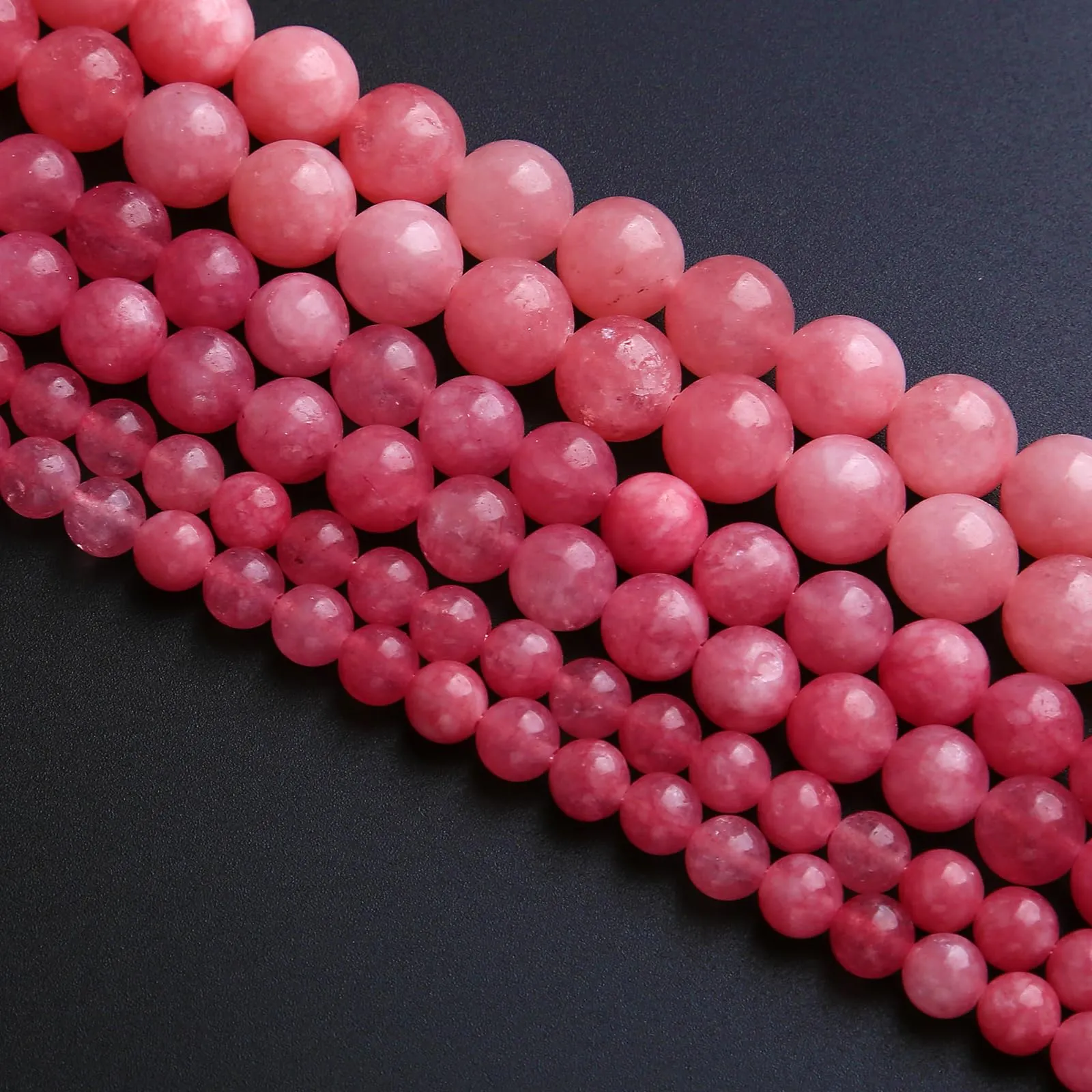 Jiejinyu 32 Perline di Giada Rosa in Pietra Naturale, 12 mm - immagine 3