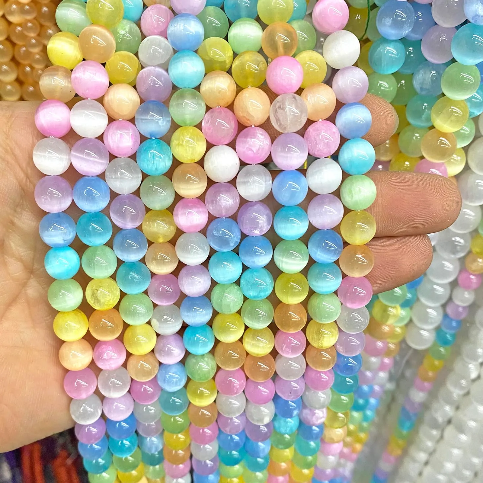 jiejinyu Perline in Selenite Colorata 4mm per Gioielli Fai da Te, 86 Pezzi - immagine 5