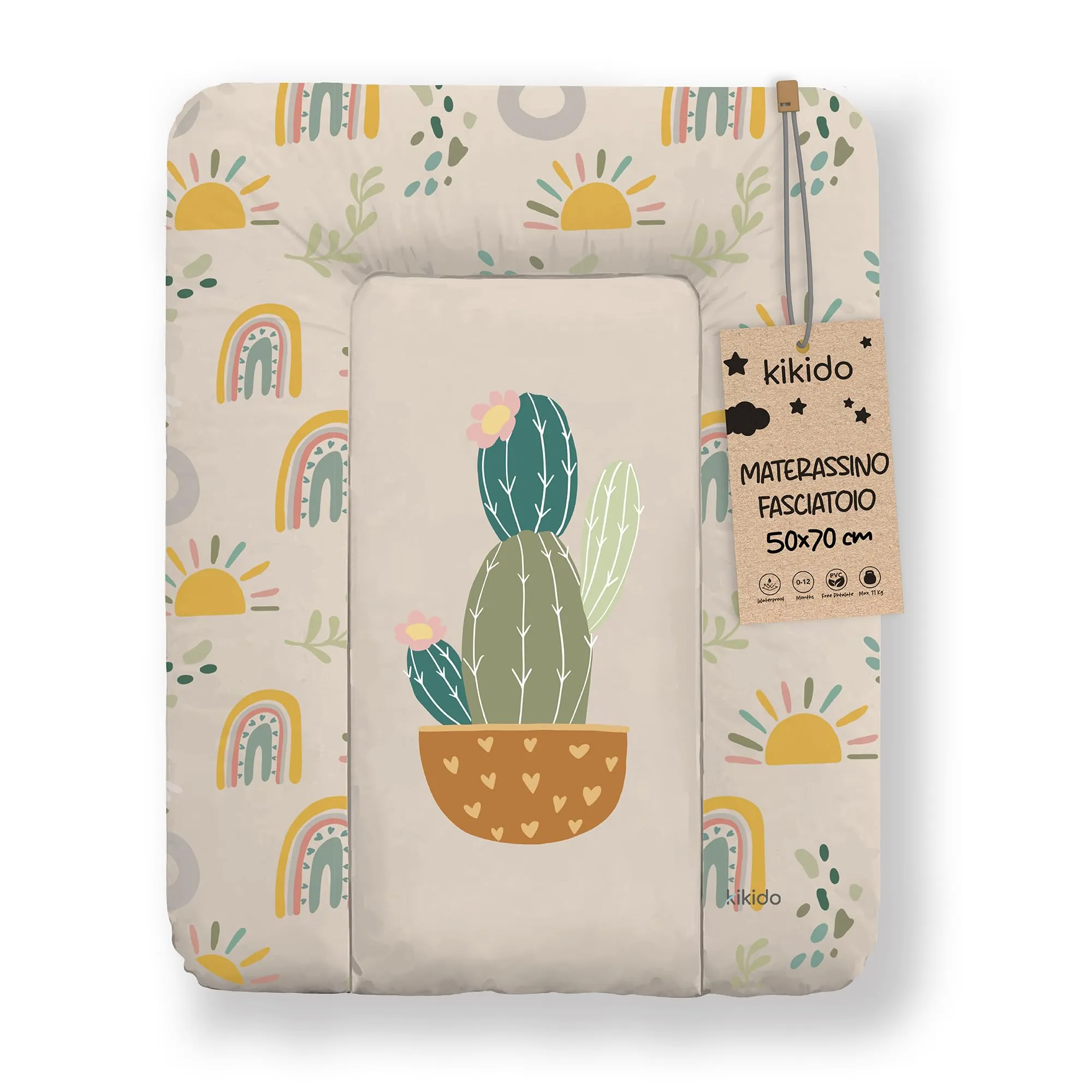 Kikido Materassino Fasciatoio 70x50 - Cactus - Impermeabile e Lavabile - immagine 1