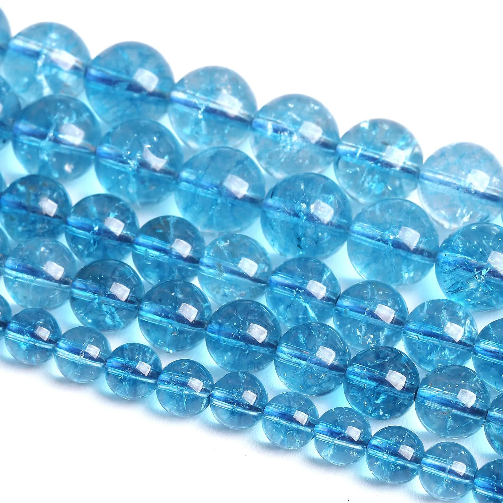 Jiejinyu 86 Perline in Cristallo di Quarzo Cracklé Blu 4mm per Gioielli e Braccialetti, Filo da 38,1 cm - immagine 3