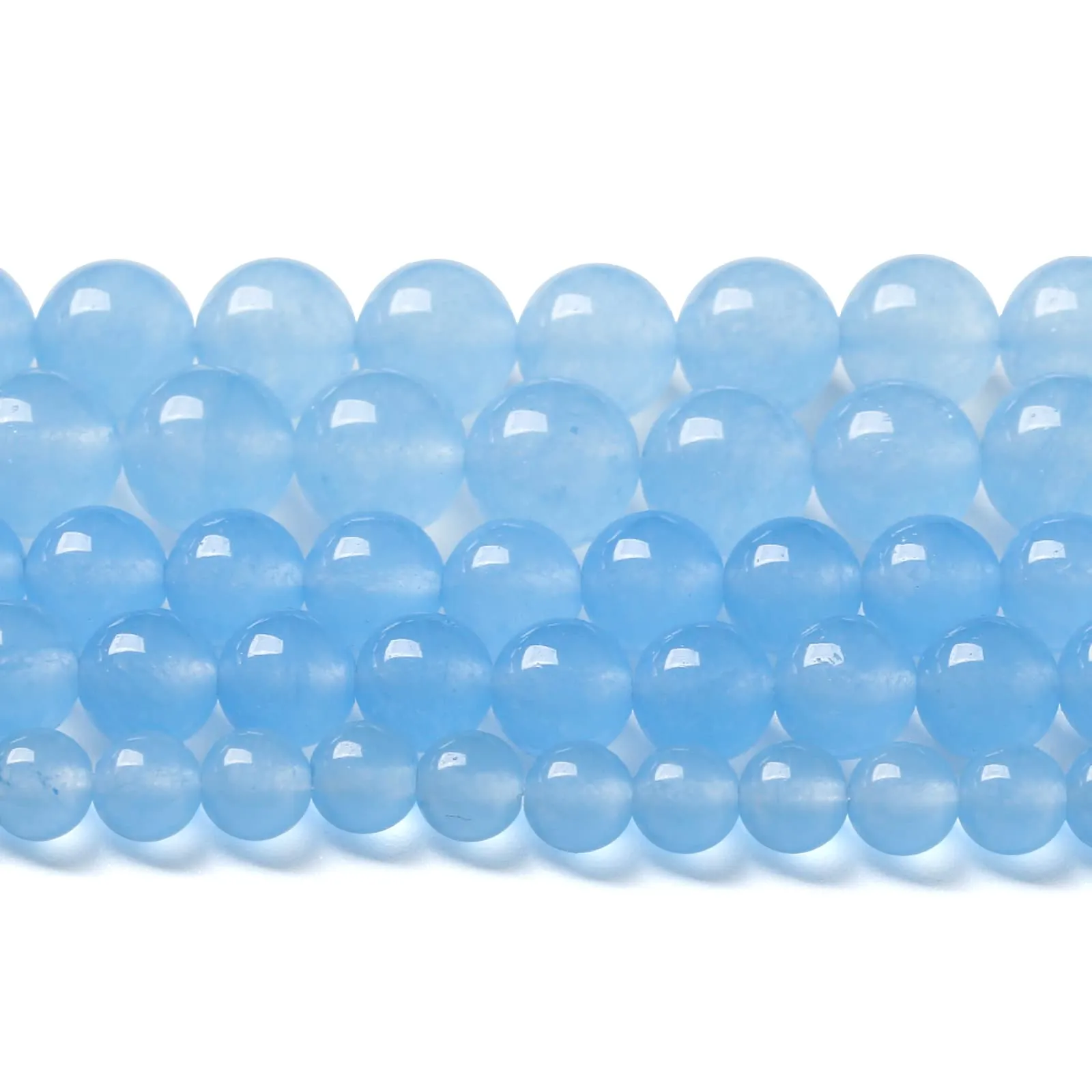 Jiejinyu 86 perline distanziatrici in calcedonio blu acquamarina 4 mm - immagine 1