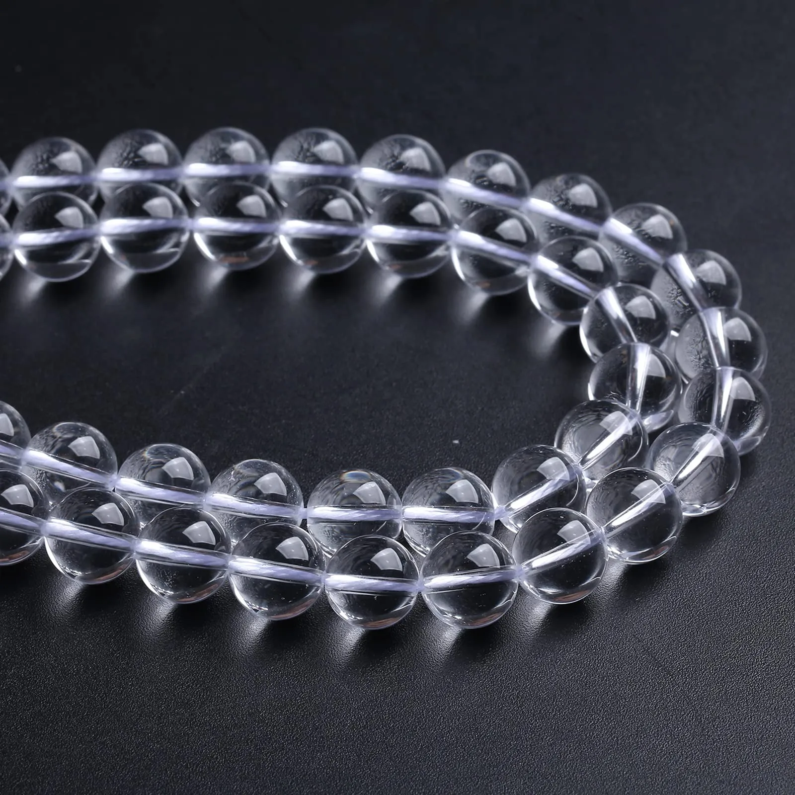 jiejinyu Natural White Crystal Quartz Gemstone 3A Grade Round Loose Beads, 4mm, 1 Strand 15'' - immagine 4