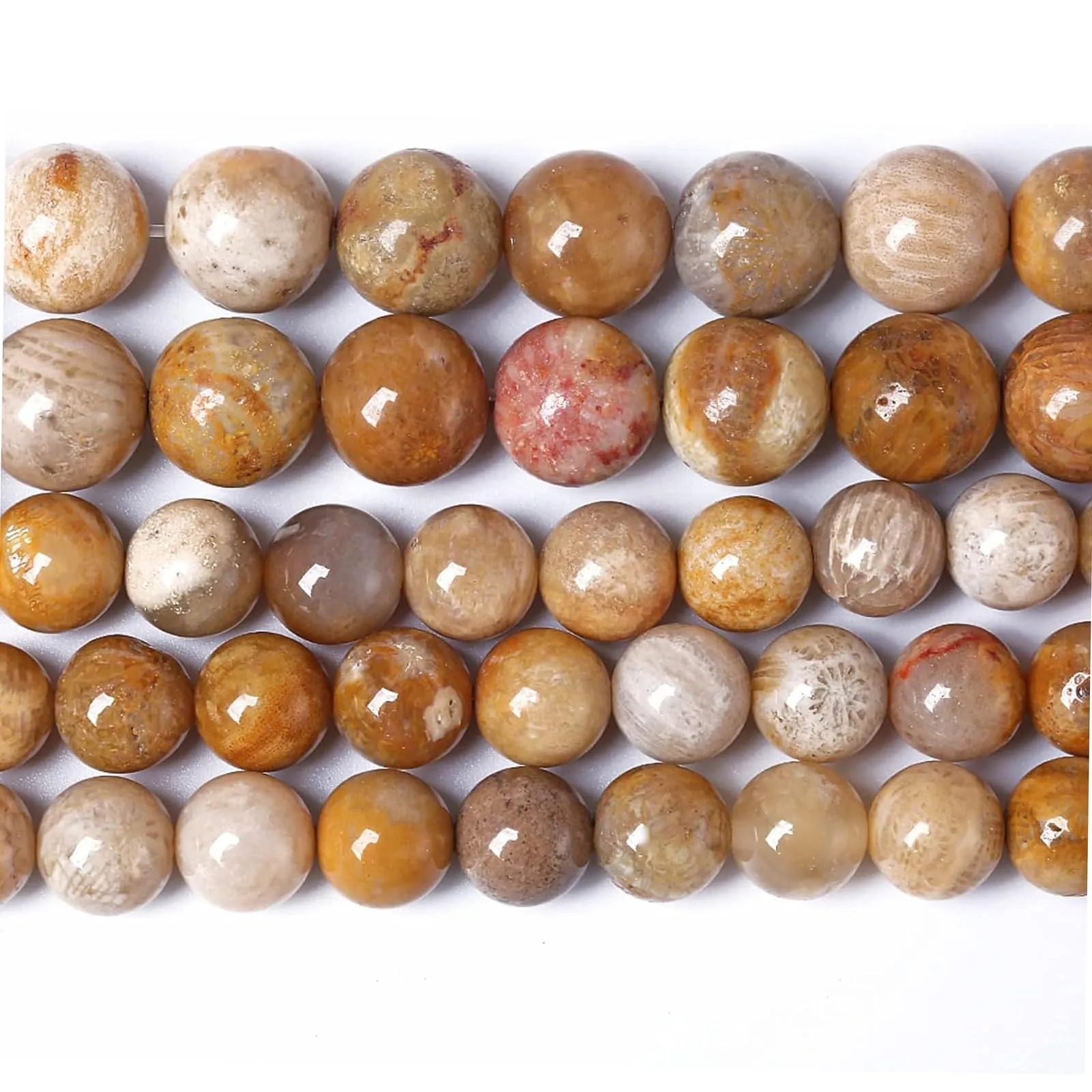 Jiejinyu 160 Perline in Pietra Naturale Corallo, Giada e Crisantemo 4mm - immagine 1