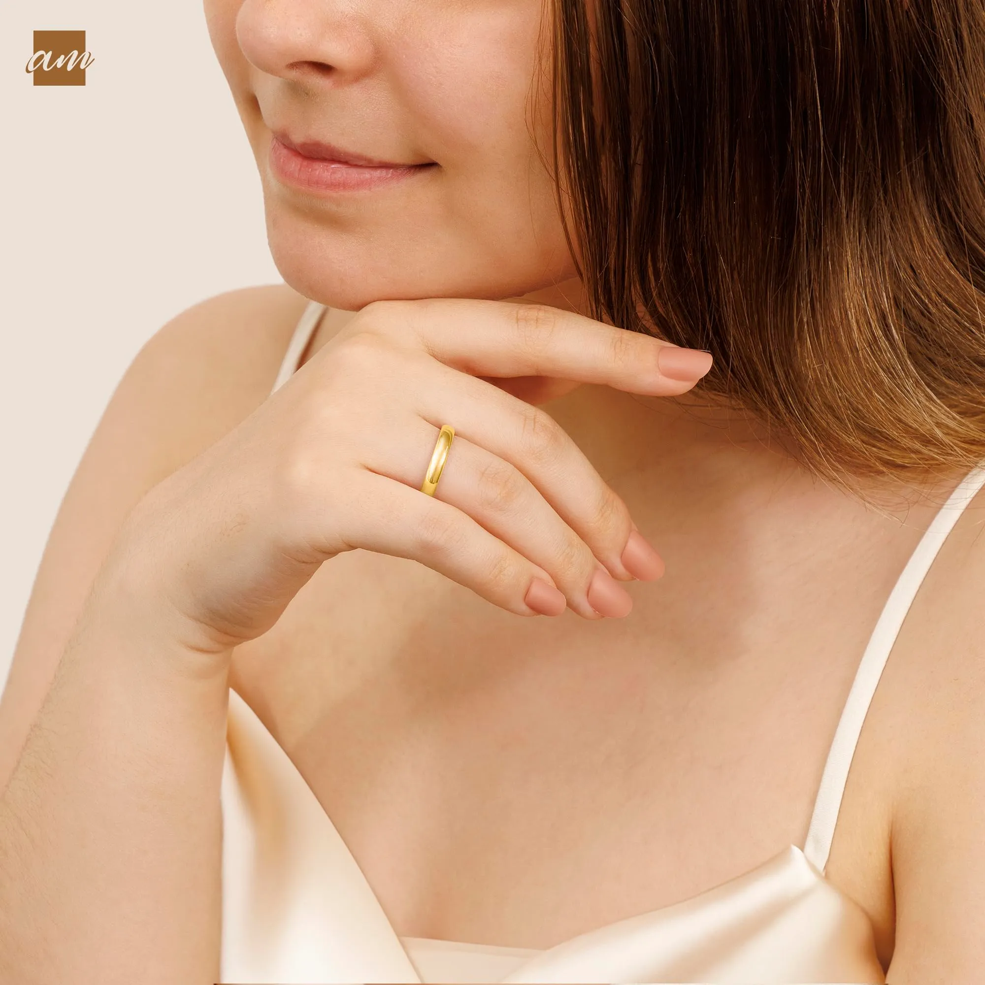 Amberta Fede Nuziale in Argento Sterling 925 Placcato Oro per Donna - immagine 2