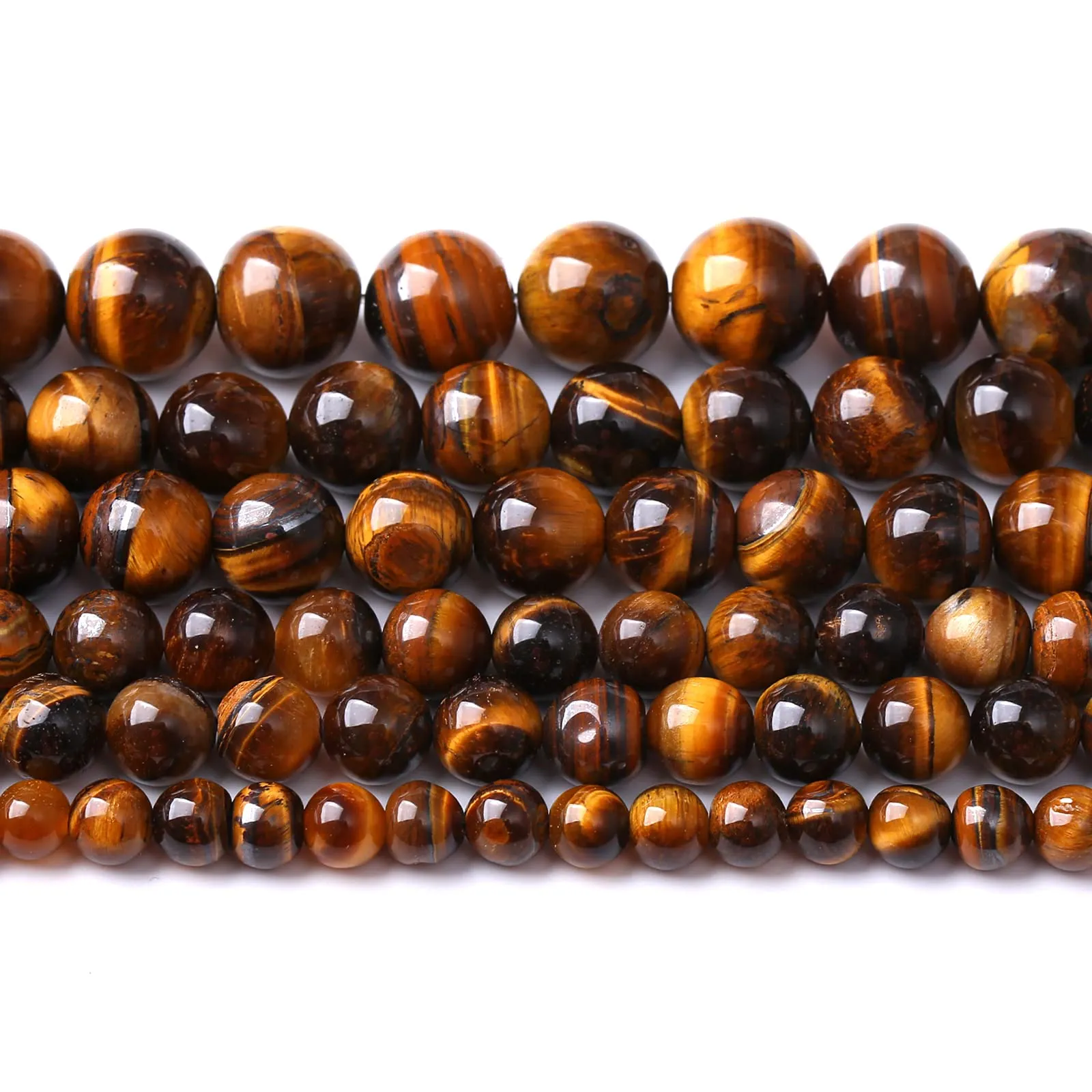 Jiejinyu Perline in occhio di tigre gialla 8mm per gioielli fai da te, 2 fili, 90 pezzi - immagine 3