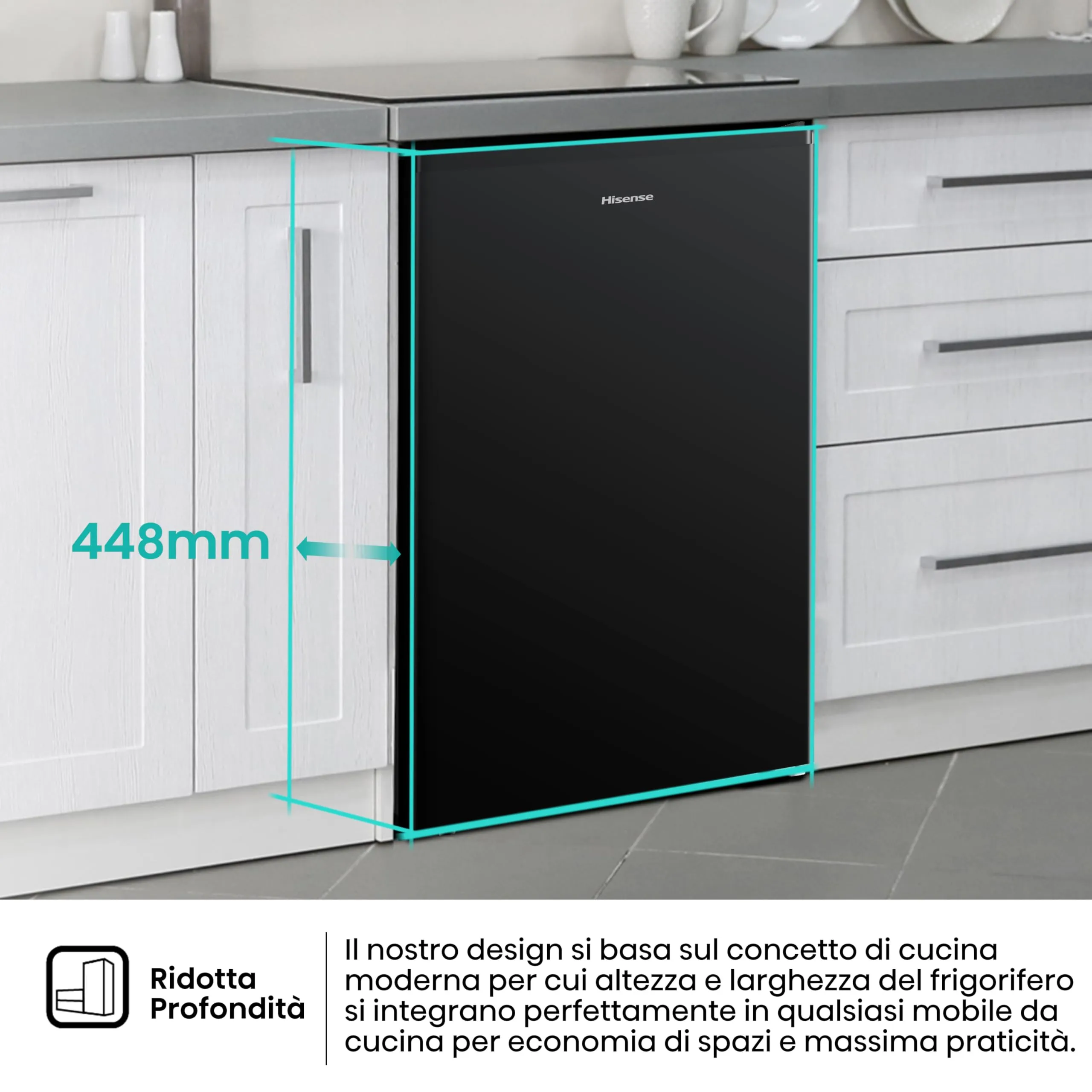 Hisense MUR48092BE Frigorifero Monoporta, Classe E, 94 Litri, Nero - immagine 5