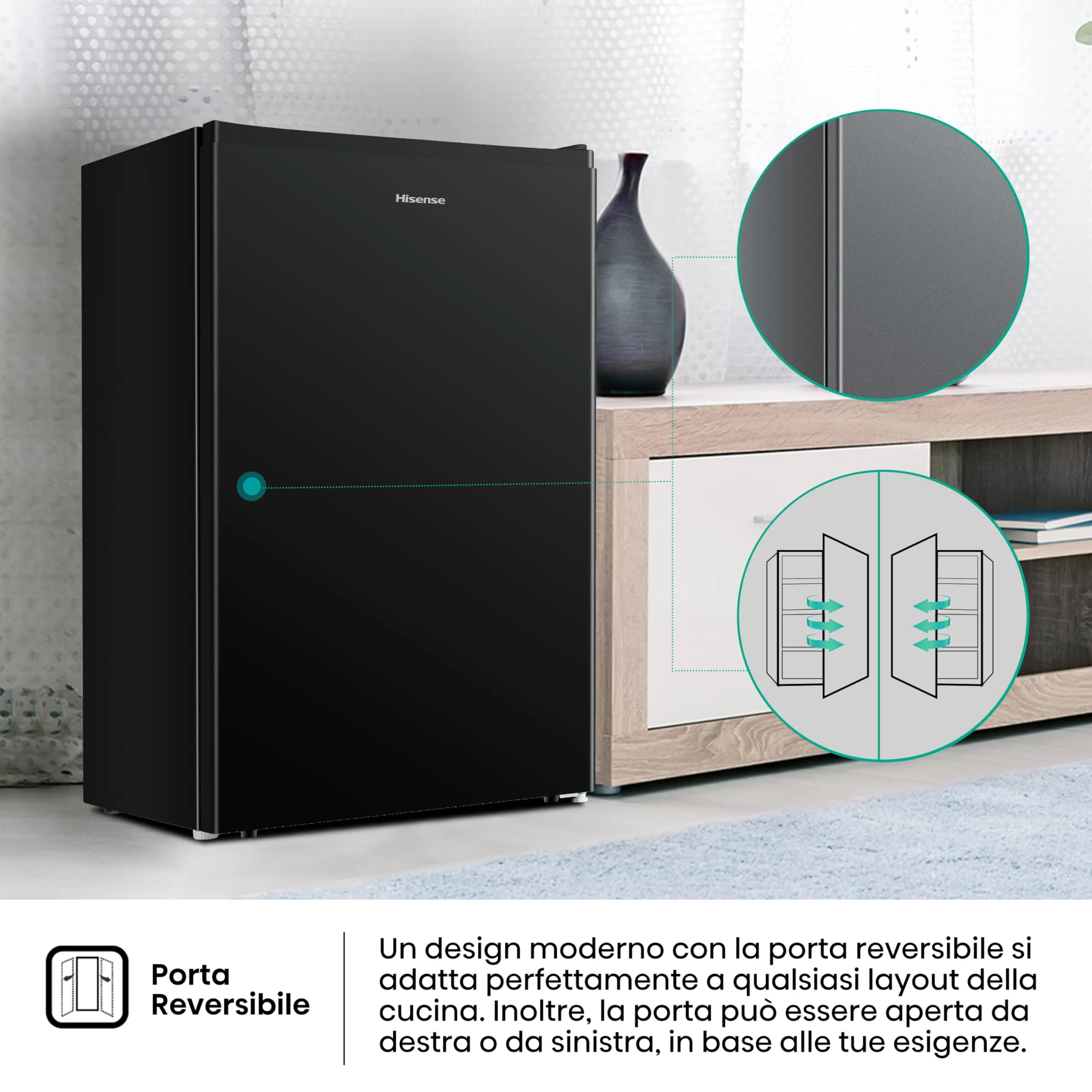 Hisense MUR48092BE Frigorifero Monoporta, Classe E, 94 Litri, Nero - immagine 7