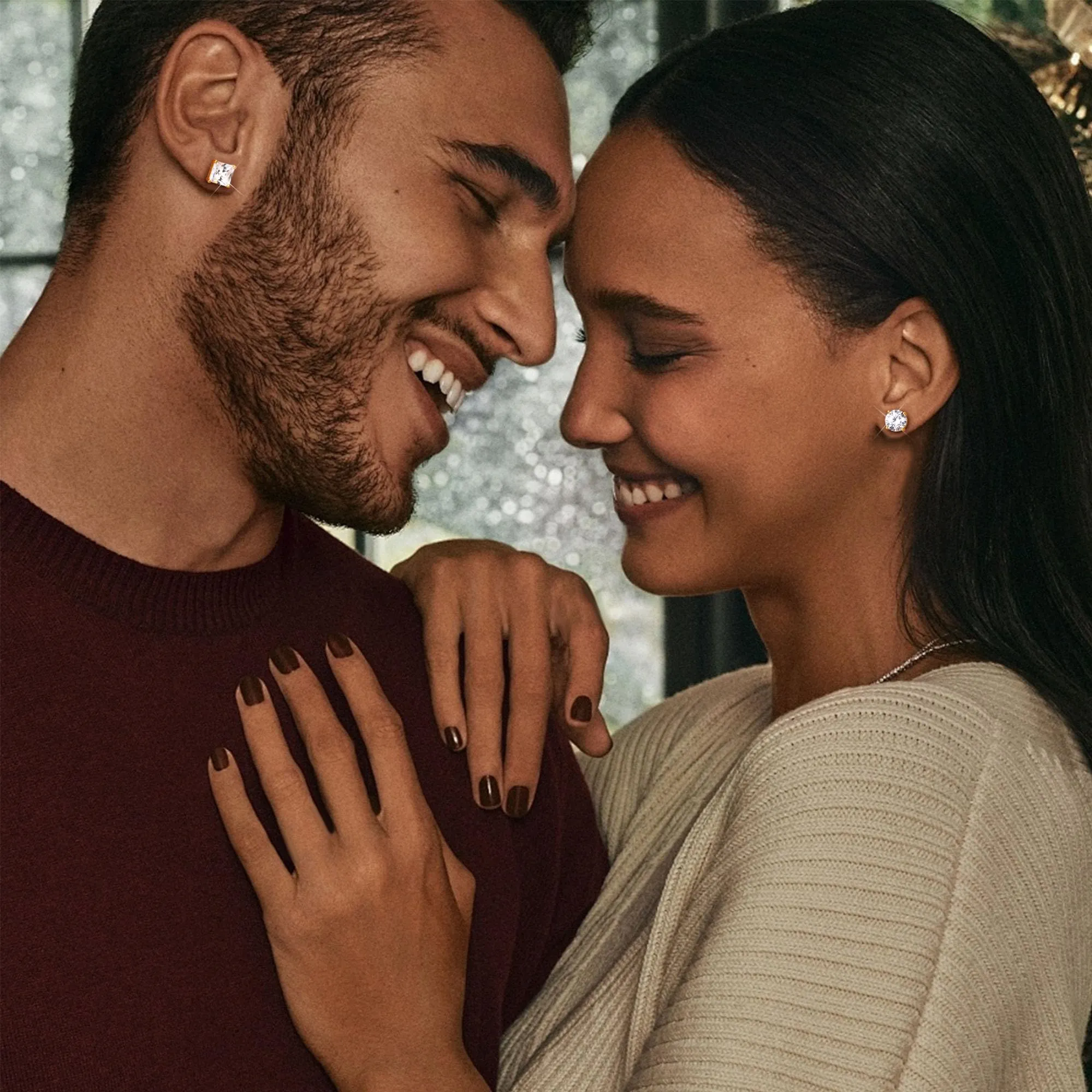 Dochais Set 4 Paia Orecchini Argento 925 Placcati Oro 14k con Zirconi 6-10mm, Unisex - immagine 5