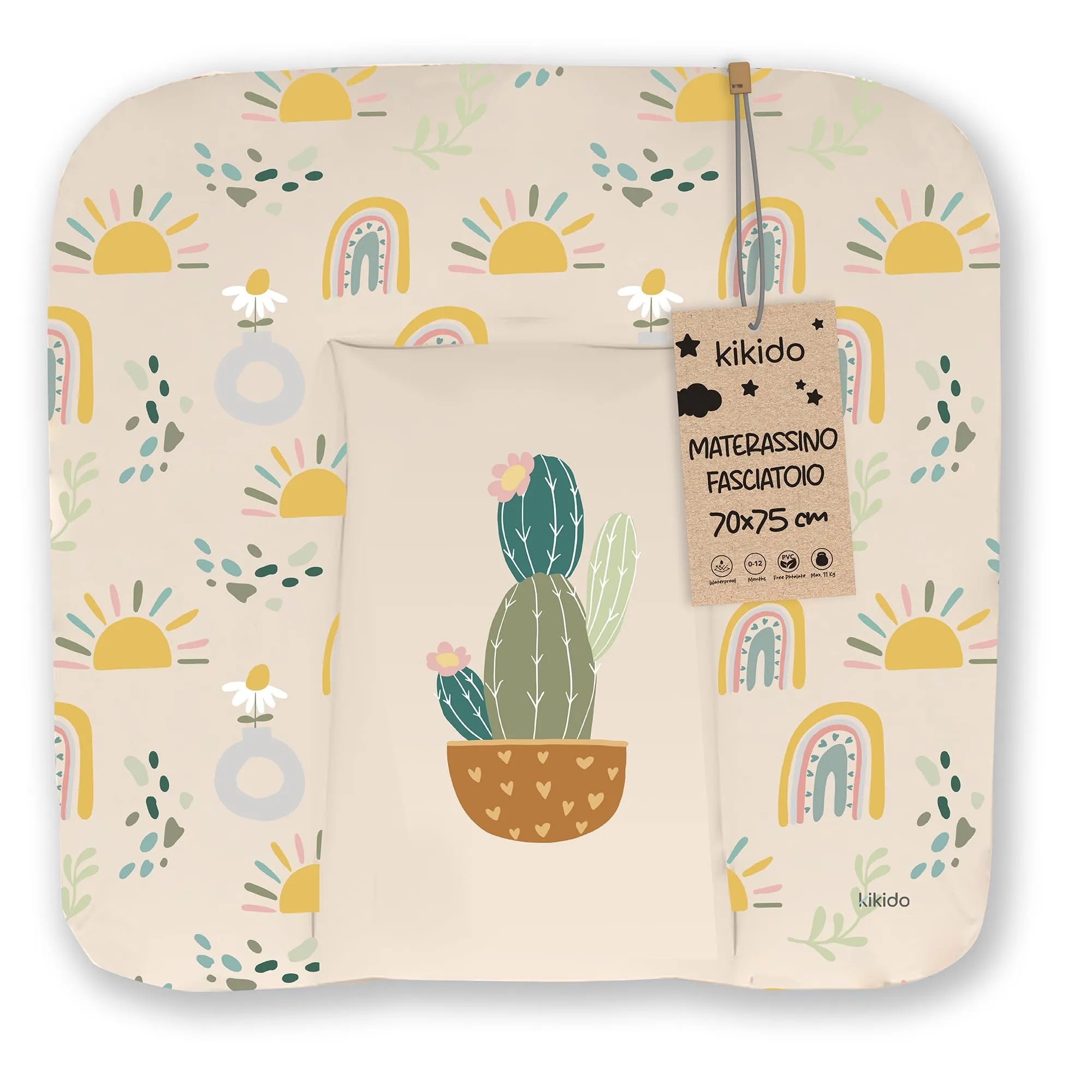 Kikido Materassino Fasciatoio 70x75 - Cactus - Impermeabile e Lavabile - immagine 1