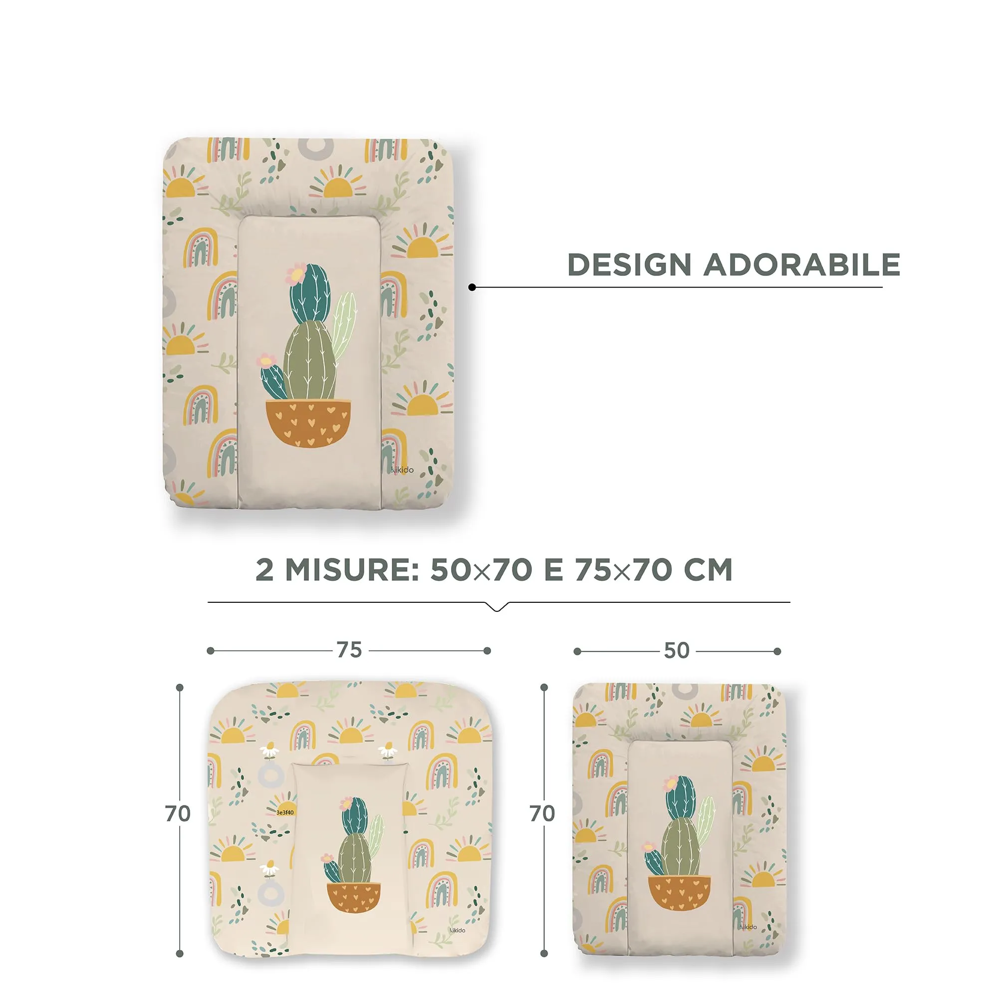 Kikido Materassino Fasciatoio 70x75 - Cactus - Impermeabile e Lavabile - immagine 2