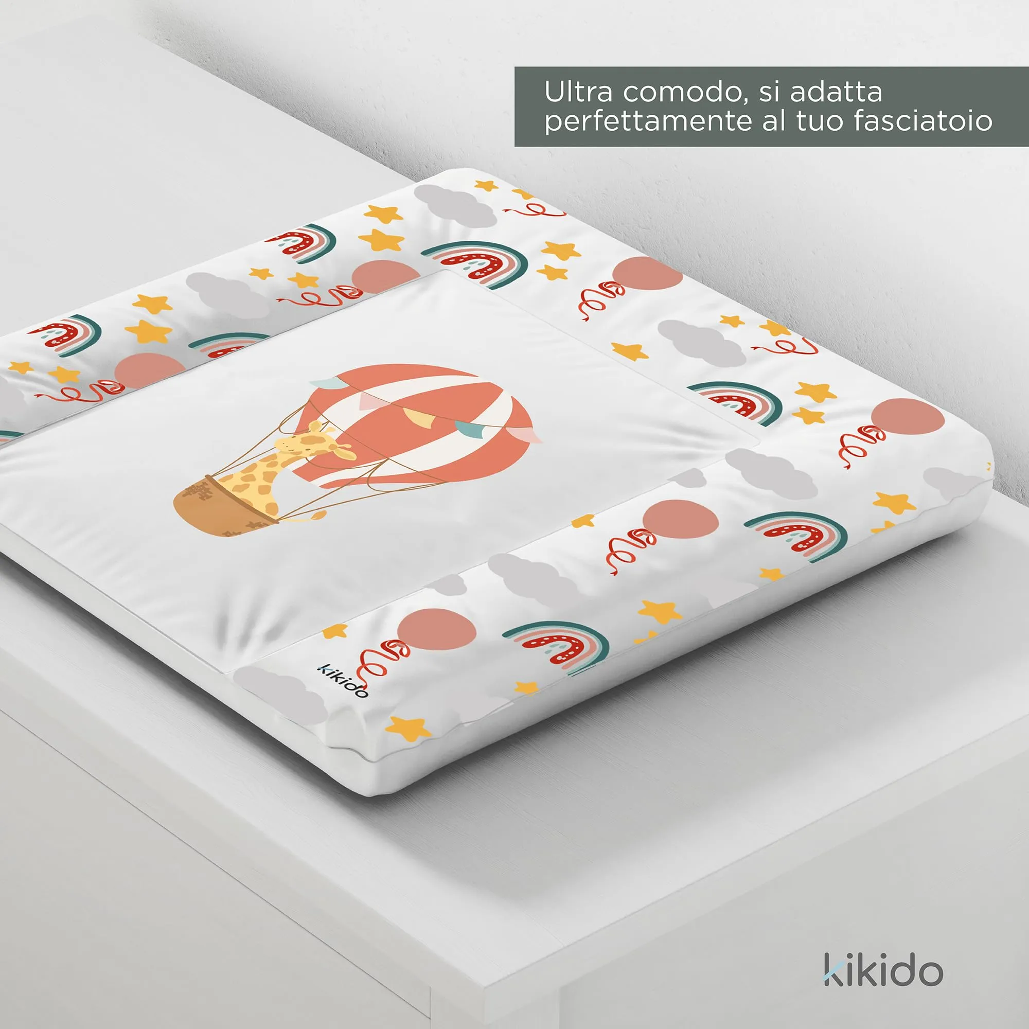 Kikido Materassino Fasciatoio 70x75 - Mongolfiera - Impermeabile e Lavabile - immagine 3