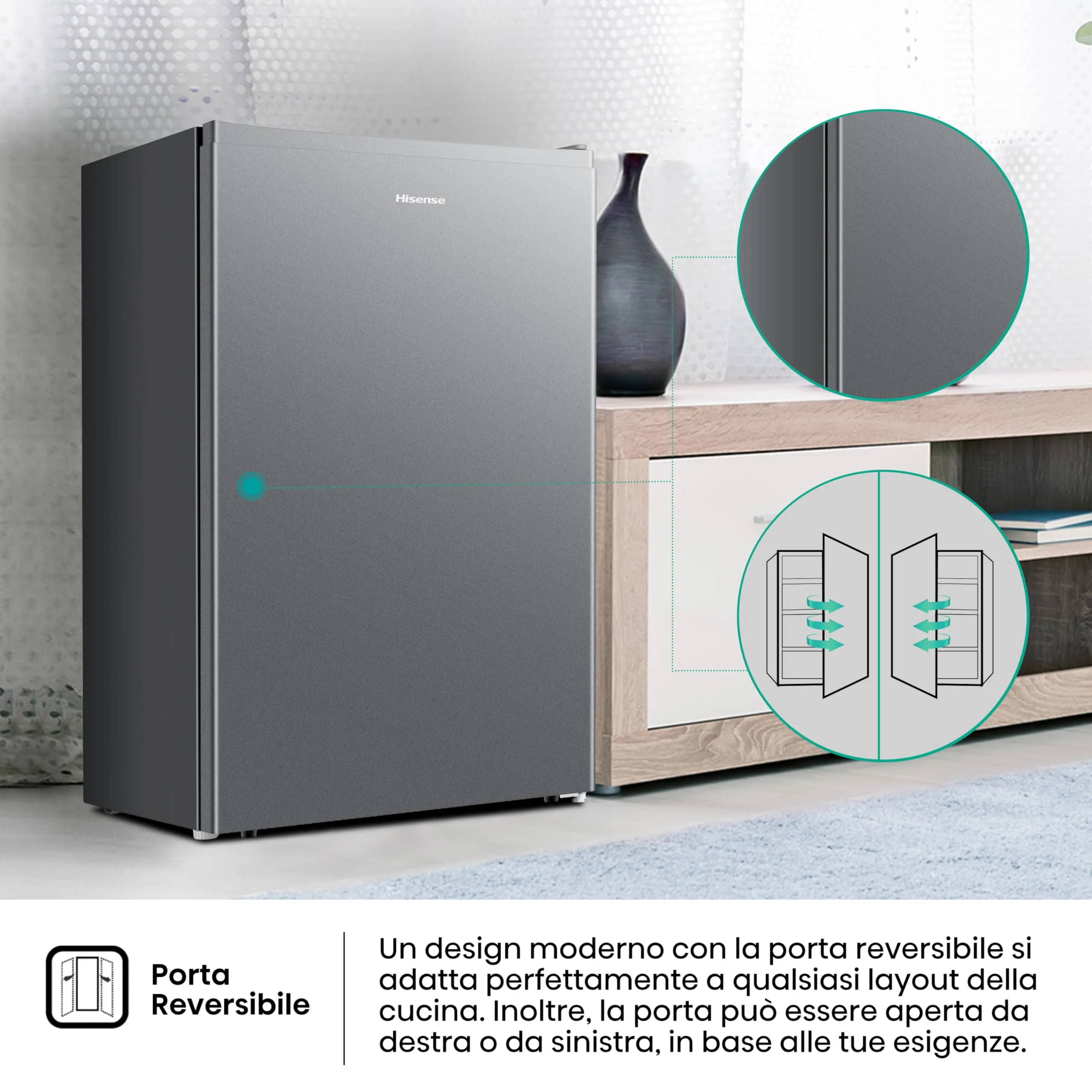 Hisense MUR48092SE Frigorifero Monoporta, Classe E, Silver, 94 Litri - immagine 4