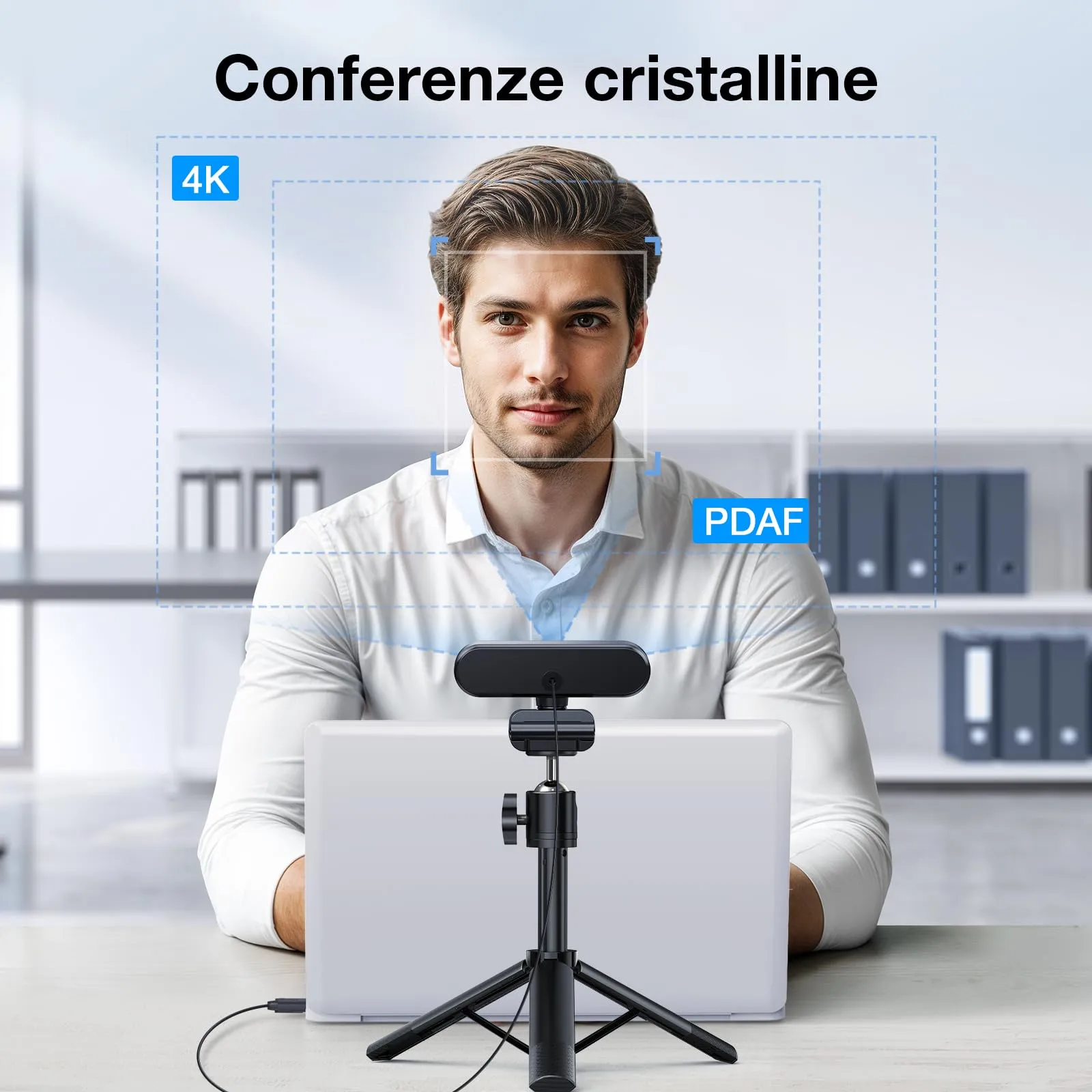 EMEET Nova 4K Webcam Ultra HD con Microfoni a Cancellazione del Rumore, Grandangolo 73°, PDAF e Protezione dell'Obiettivo - immagine 2