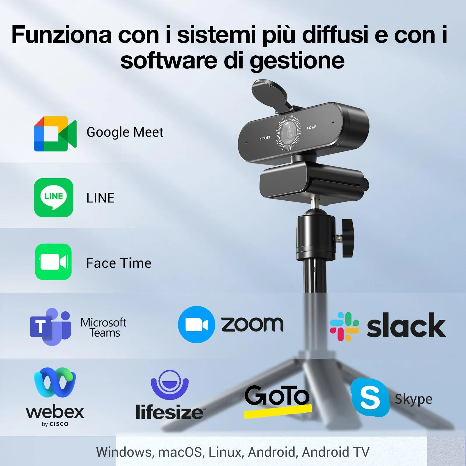 EMEET Nova 4K Webcam Ultra HD con Microfoni a Cancellazione del Rumore, Grandangolo 73°, PDAF e Protezione dell'Obiettivo - immagine 4