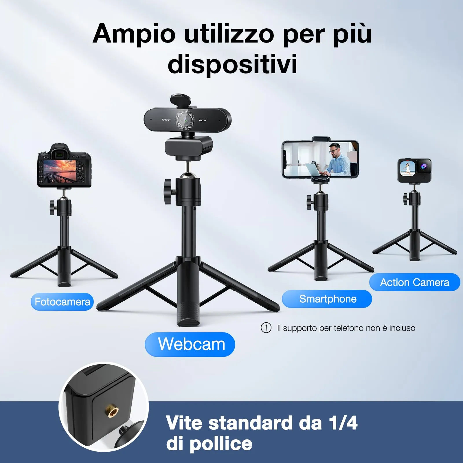 EMEET Nova 4K Webcam Ultra HD con Microfoni a Cancellazione del Rumore, Grandangolo 73°, PDAF e Protezione dell'Obiettivo - immagine 5