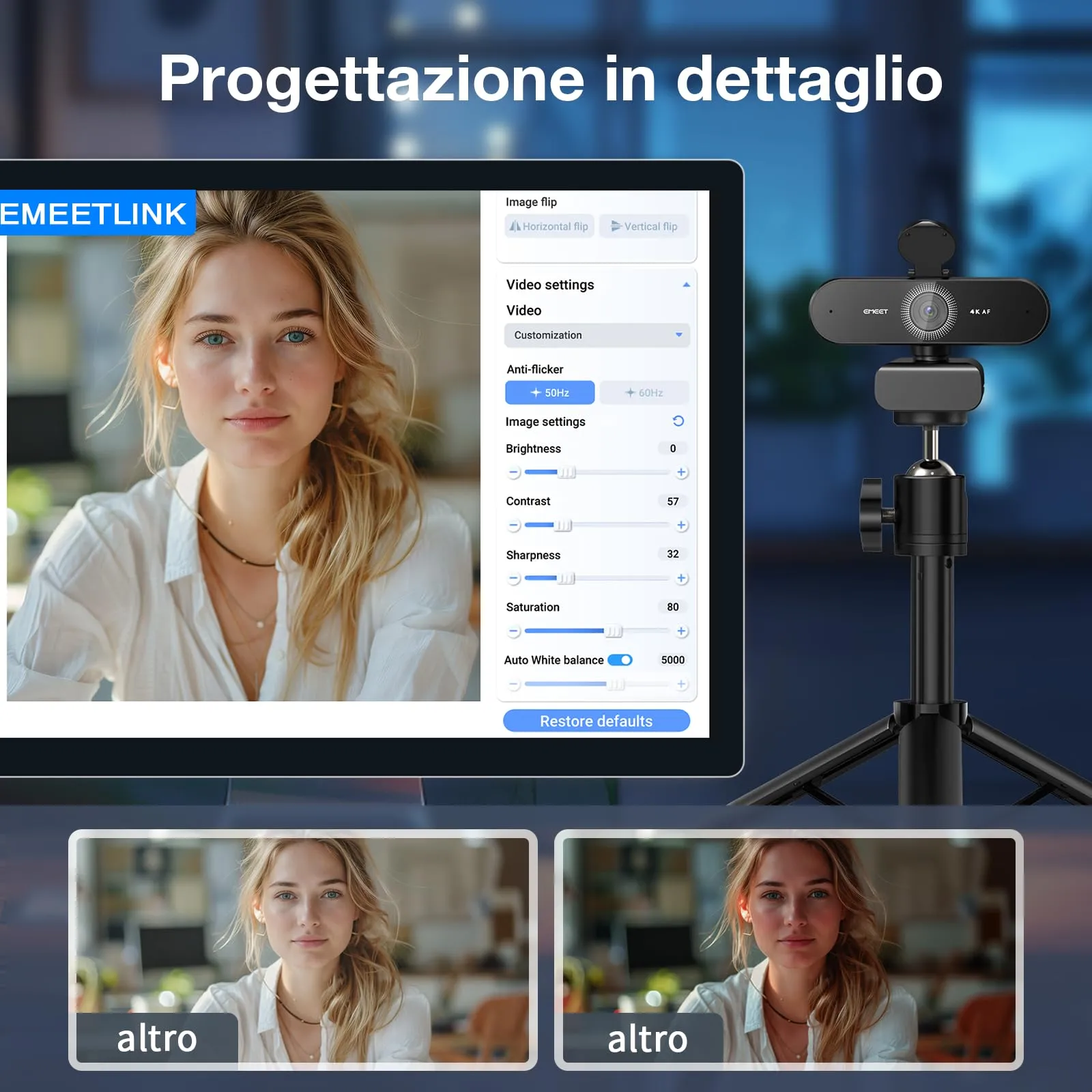 EMEET Nova 4K Webcam Ultra HD con Microfoni a Cancellazione del Rumore, Grandangolo 73°, PDAF e Protezione dell'Obiettivo - immagine 6