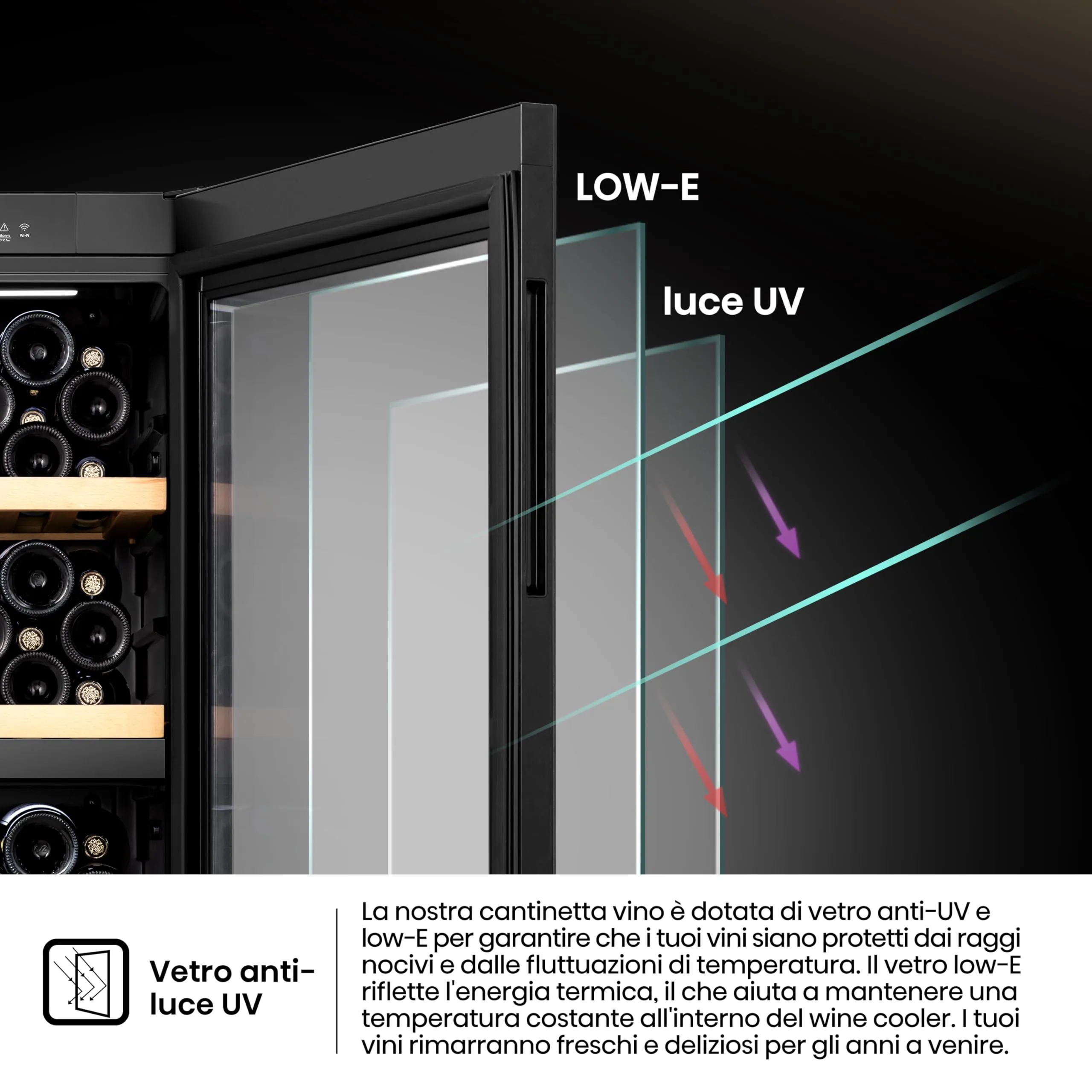 Hisense RW3N230GELF Cantinetta Vino 108 Bottiglie, Classe F, Nero - immagine 6