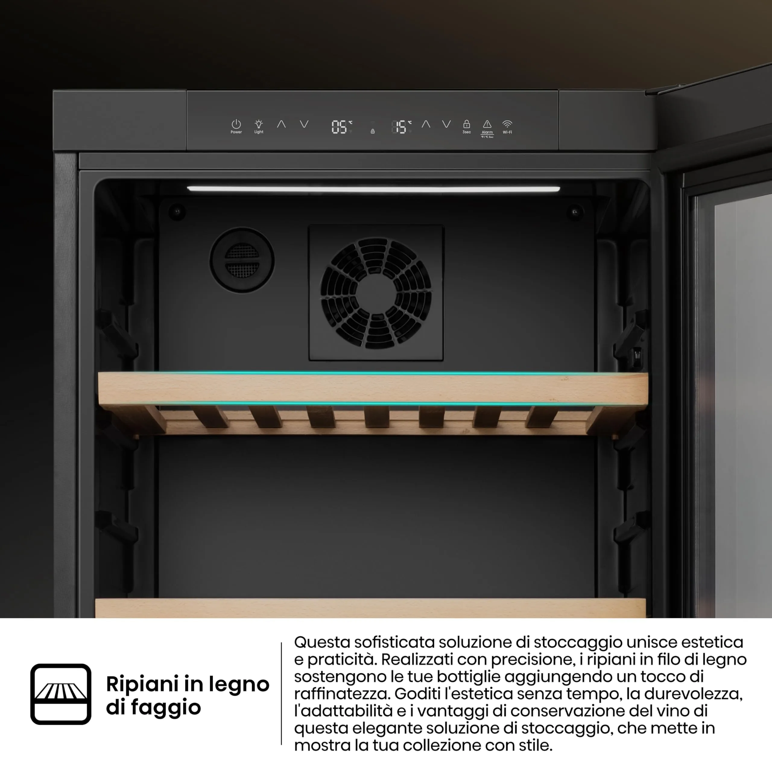 Hisense RW3N230GELF Cantinetta Vino 108 Bottiglie, Classe F, Nero - immagine 7