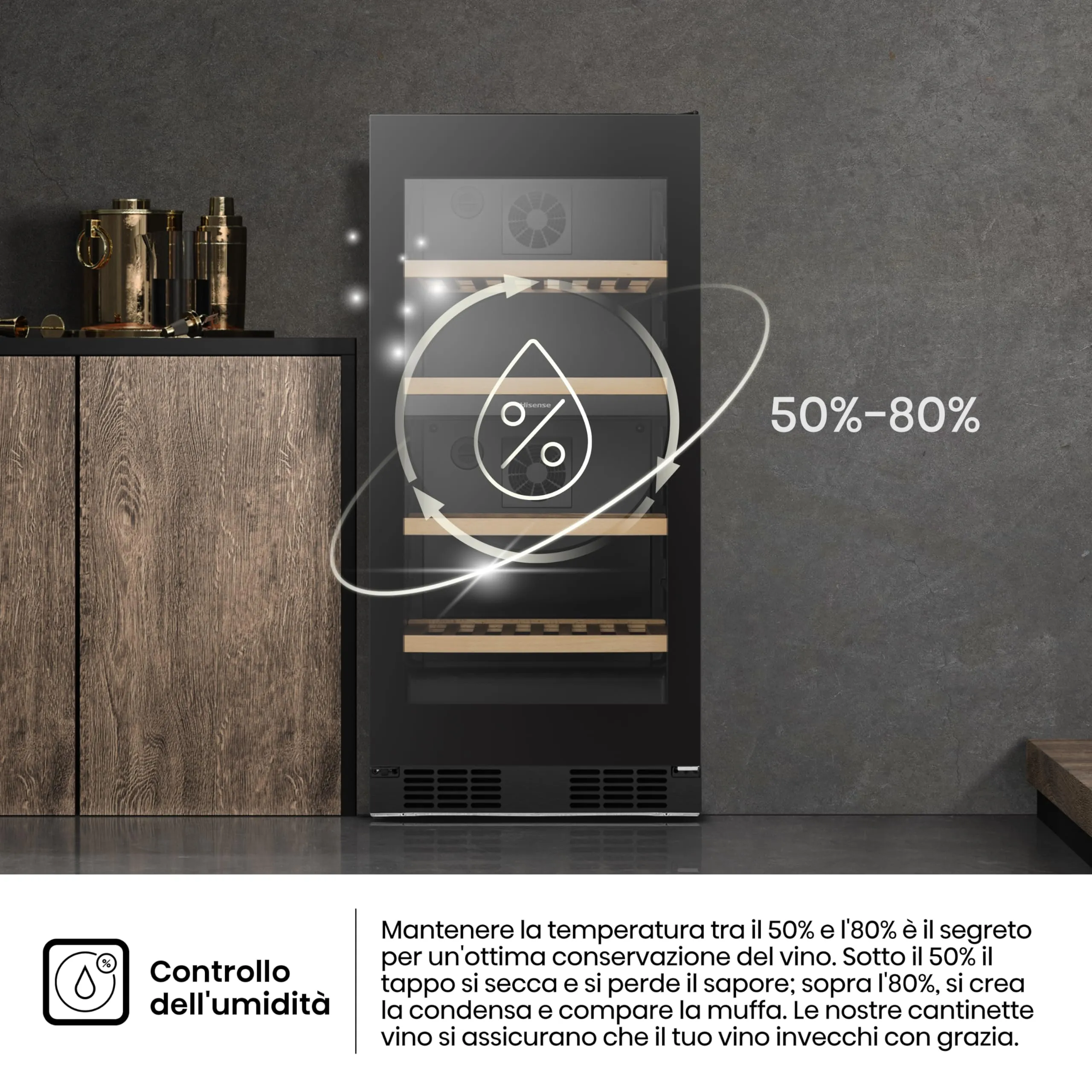 Hisense RW3N230GELF Cantinetta Vino 108 Bottiglie, Classe F, Nero - immagine 9