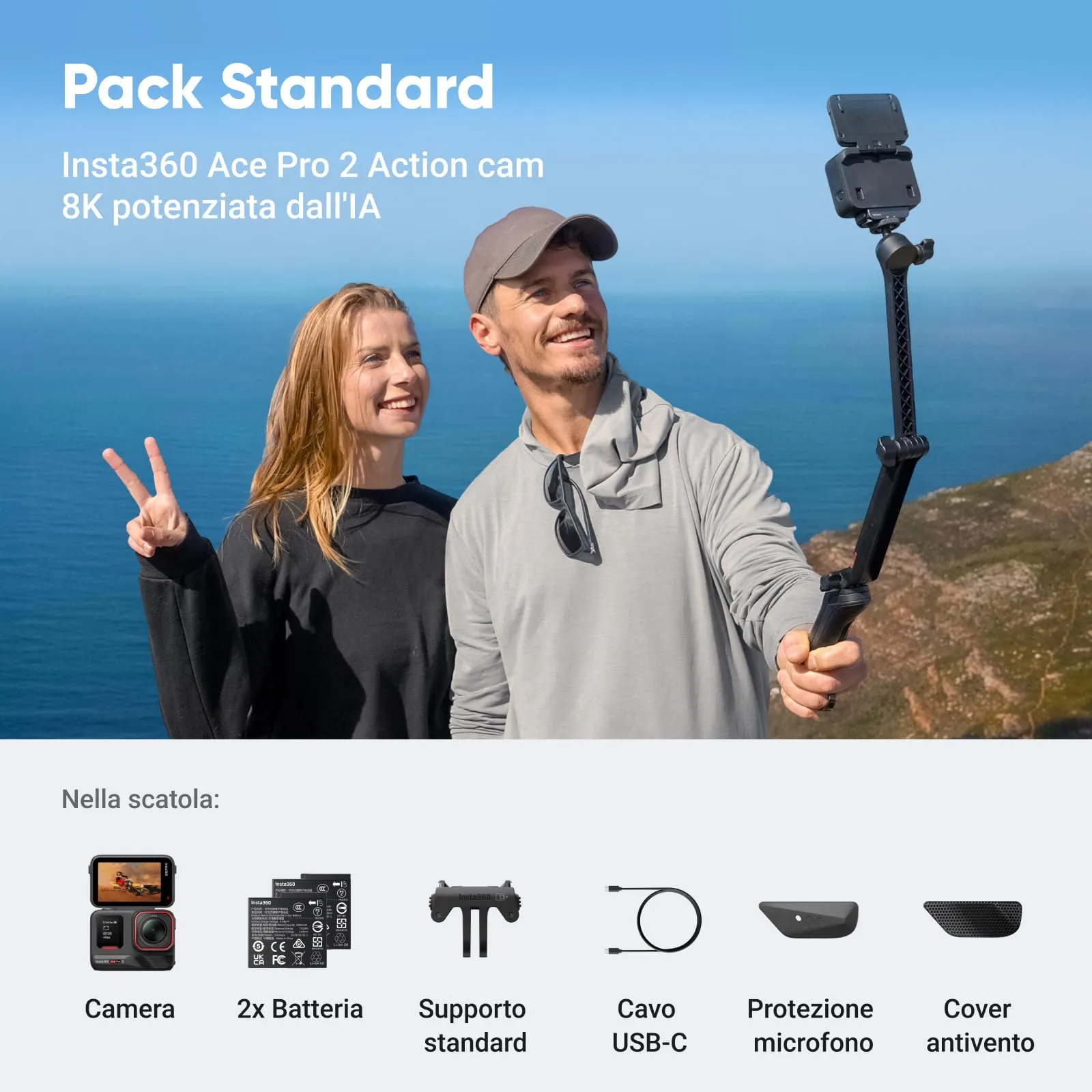 Insta360 Ace Pro 2 Action Cam 8K Leica with Double Battery - immagine 3