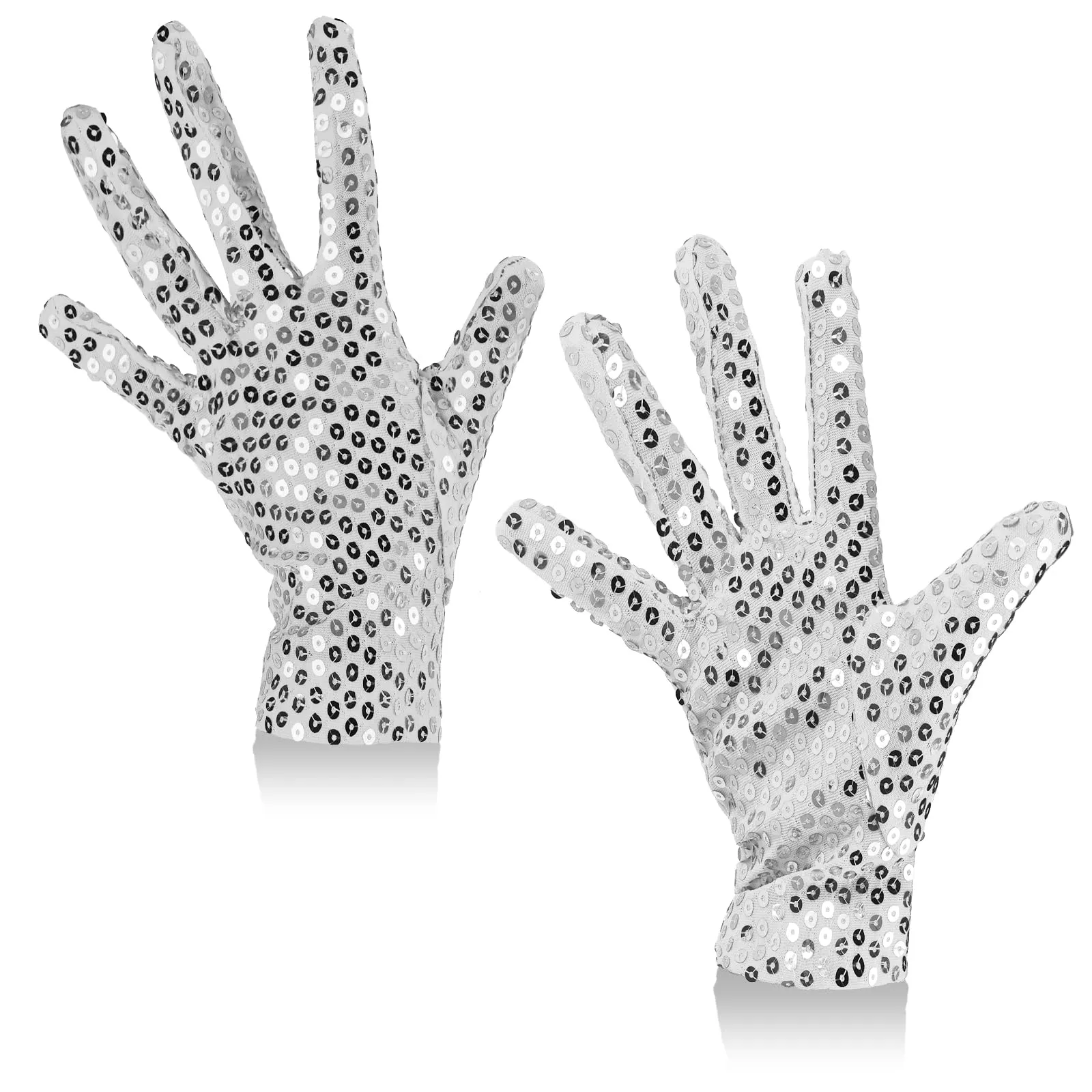 YUEXNKO Guanti Unisex con Paillettes, Bianco - immagine 1