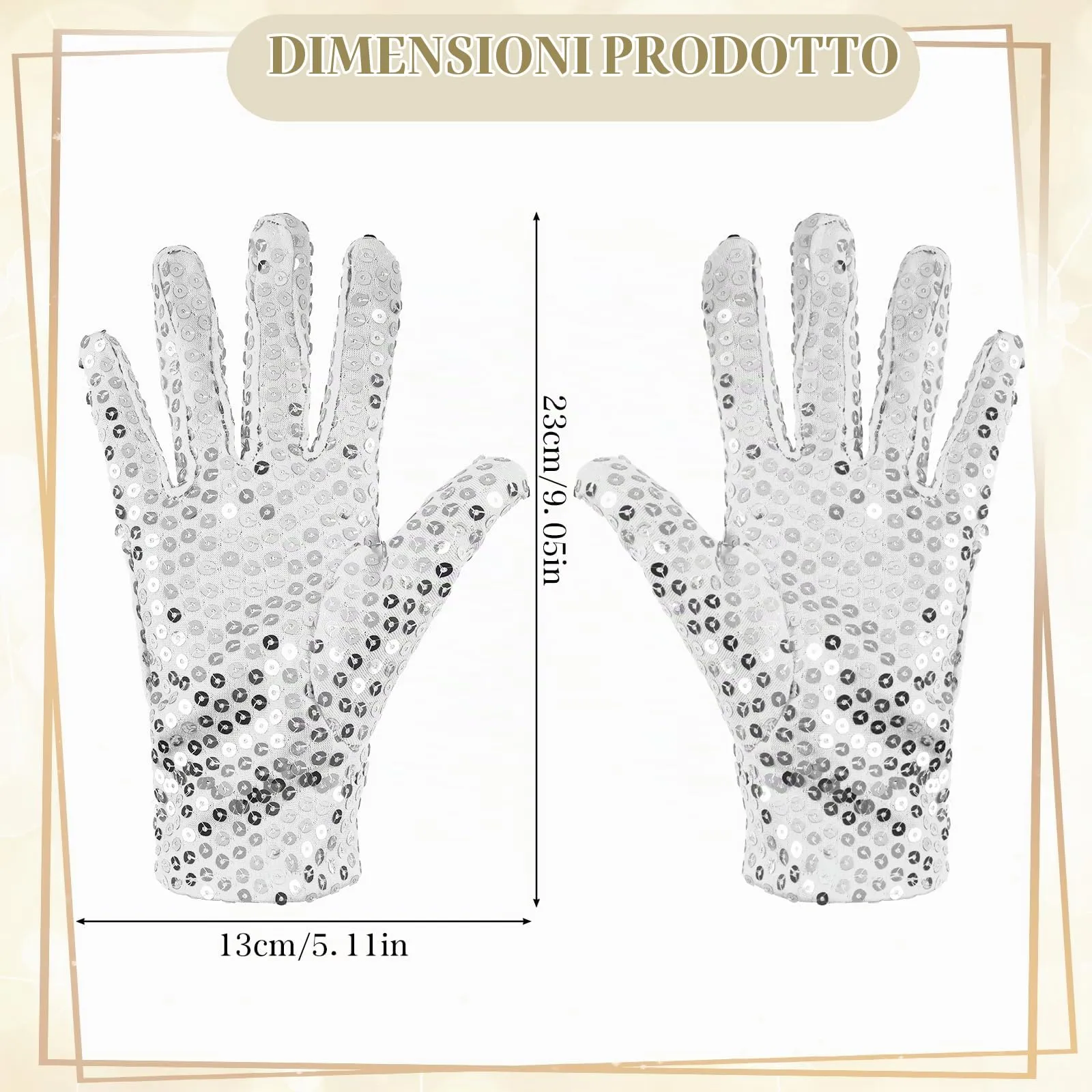 YUEXNKO Guanti Unisex con Paillettes, Bianco - immagine 2