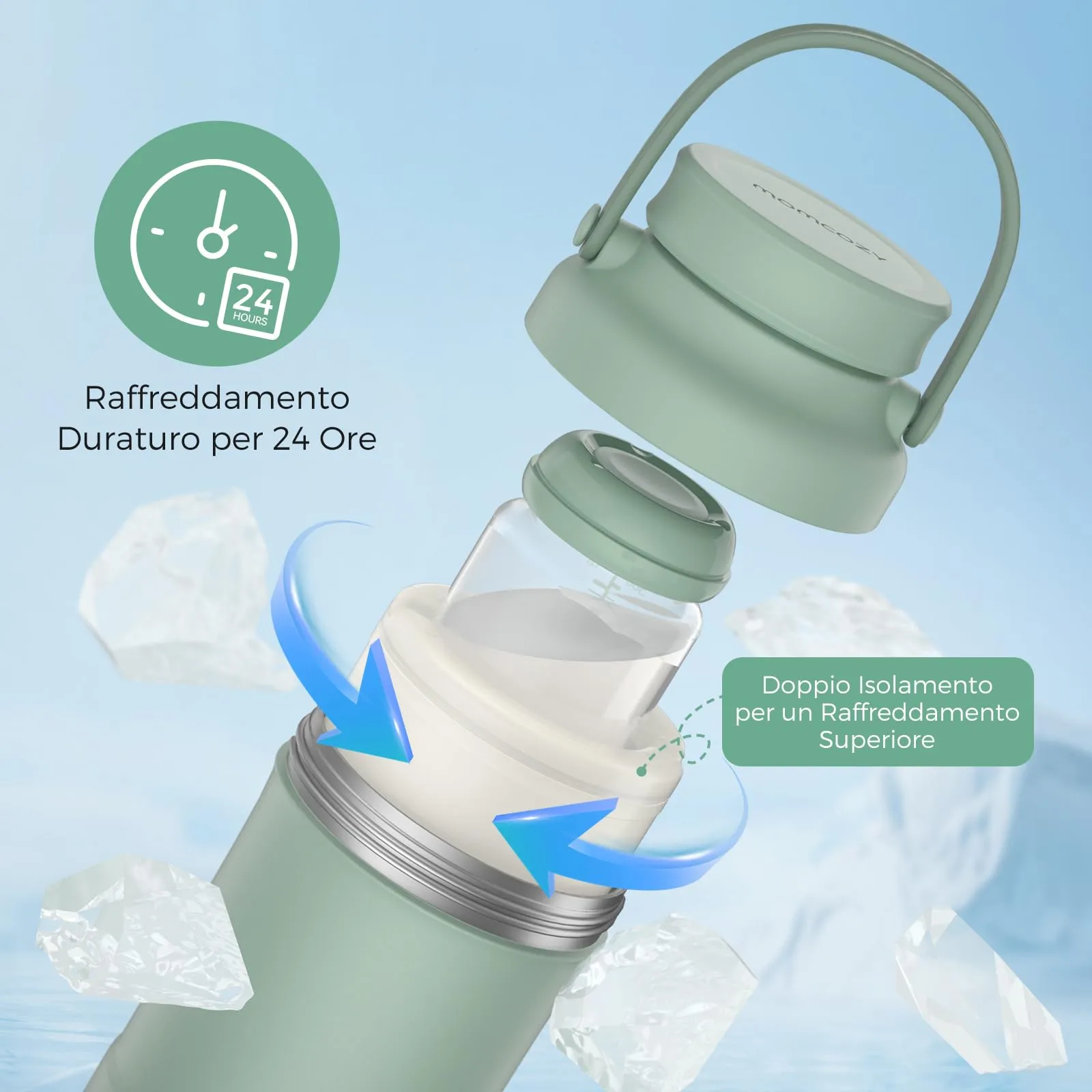 Momcozy Refrigeratore Portatile per Latte Materno 650ml Verde CM01EU - immagine 3