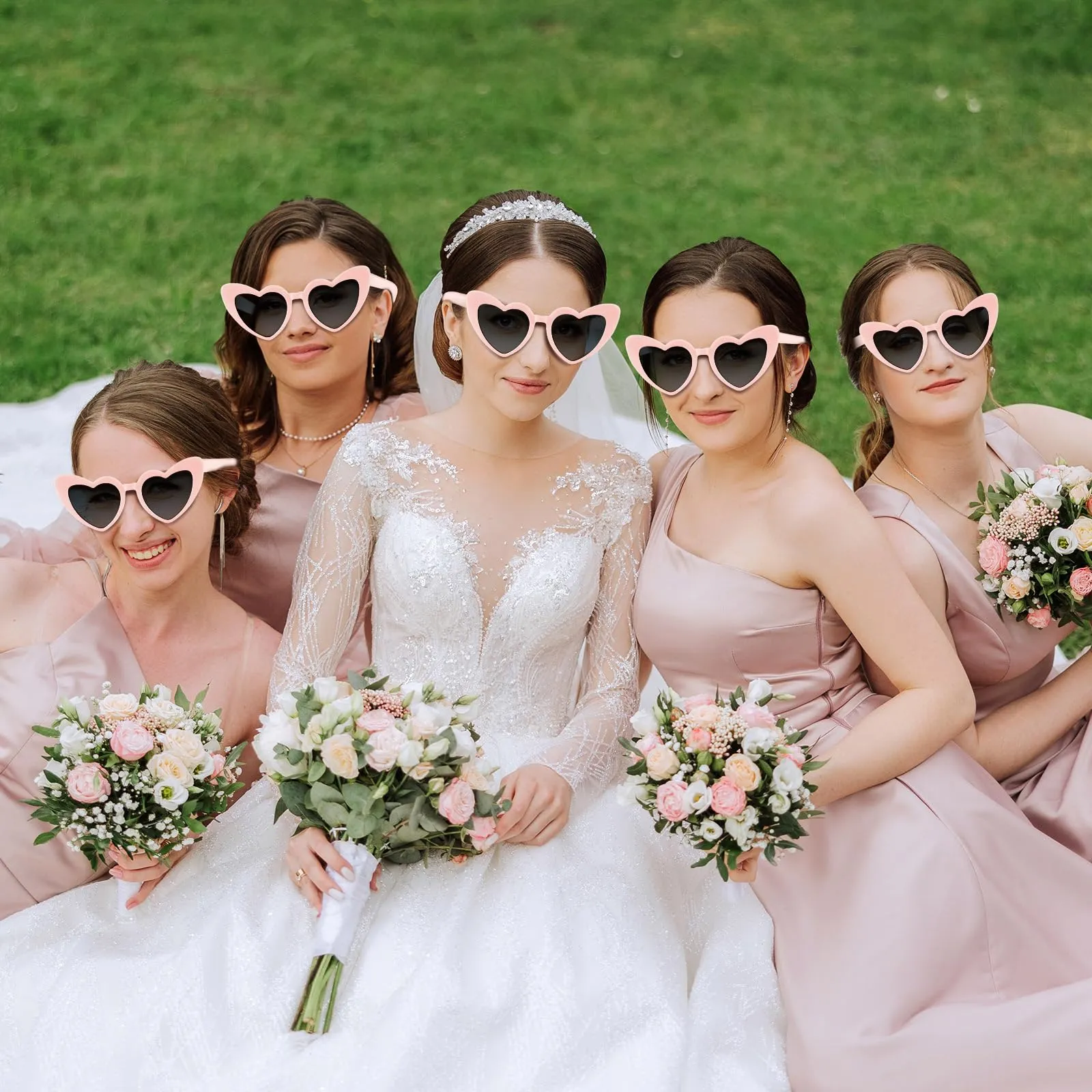 BOUBONI Occhiali da sole vintage a forma di cuore per donne, Rosa - immagine 7