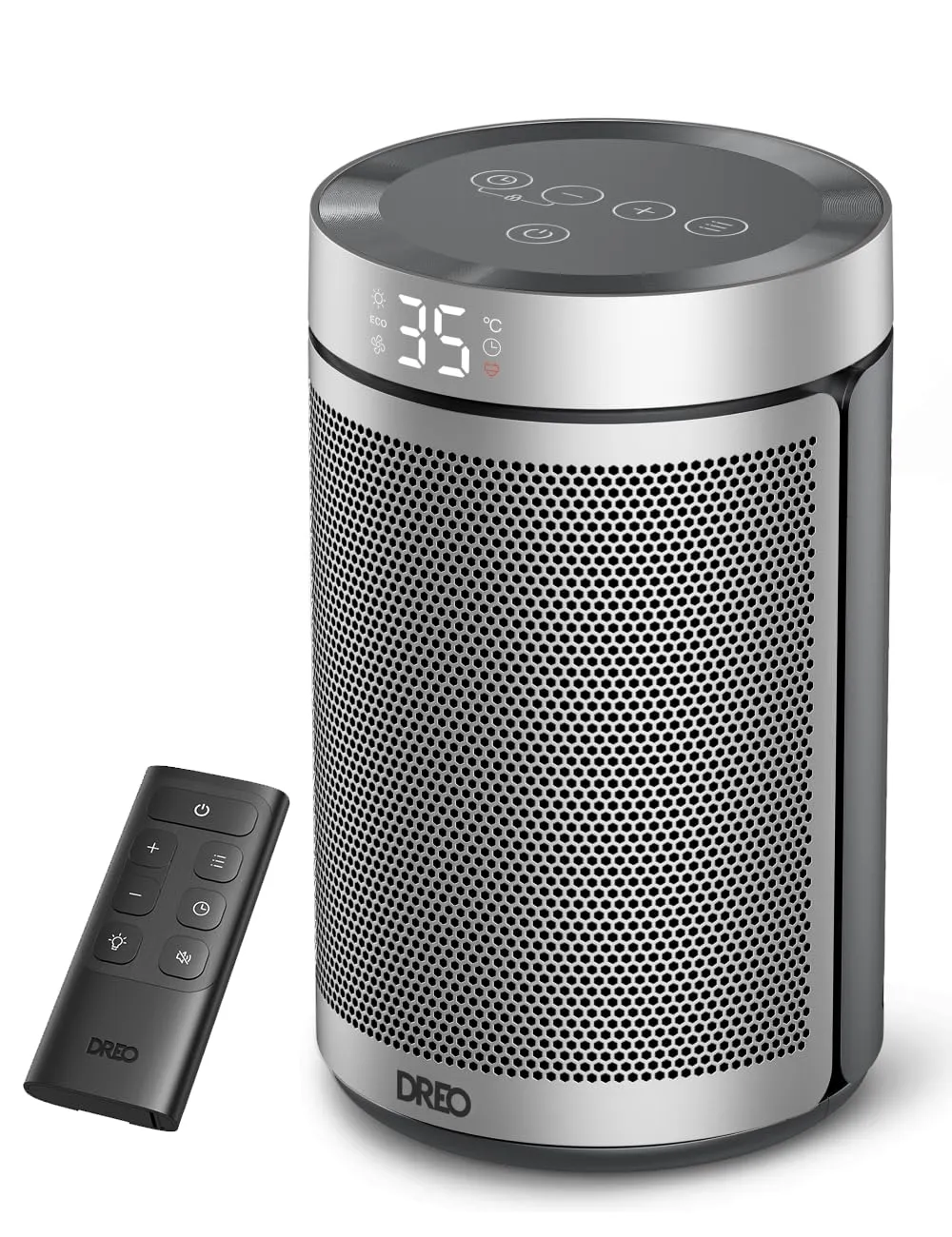 Dreo Atom 316 Termoventilatore Ceramico PTC 1500W, 34 dB Silenzioso, Termostato, Timer 12H, Argento - immagine 1