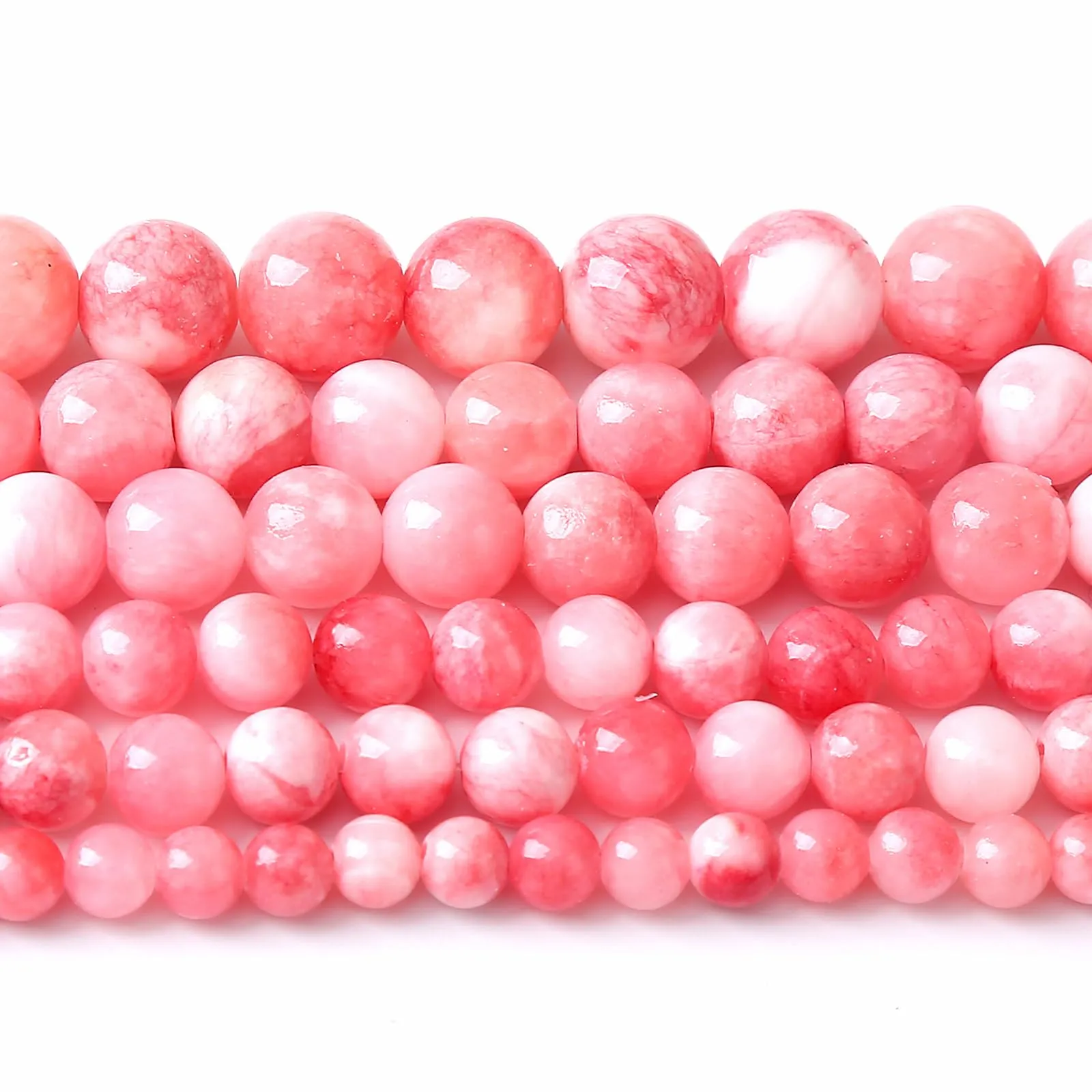 Jiejinyu Perline in Giada Persiana Rosa, 8 mm, 90 Pezzi, 2 Fili - immagine 1