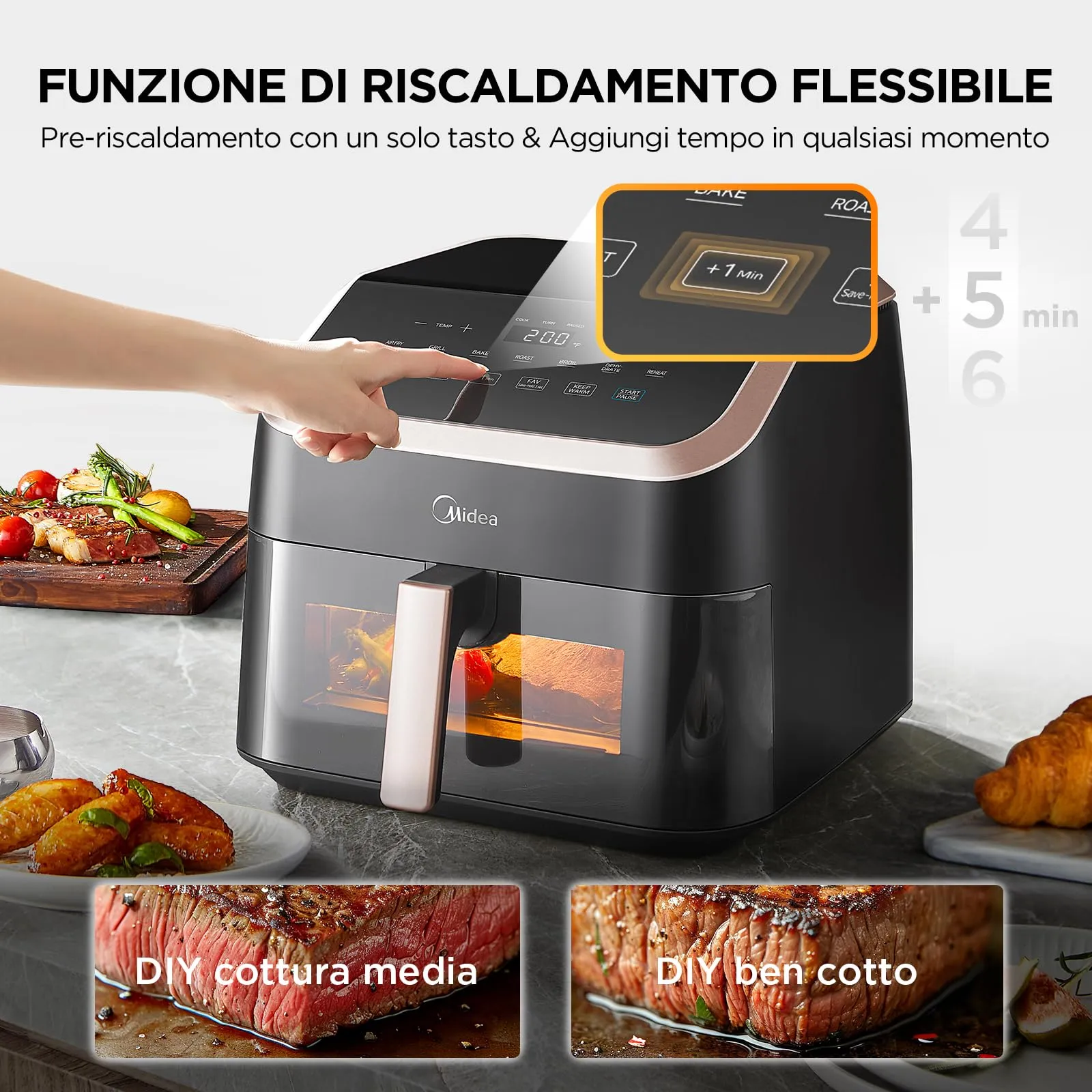 Midea Friggitrice ad Aria 8 in 1, 2200W, 8.5 L, MAD85F9BPK - immagine 3