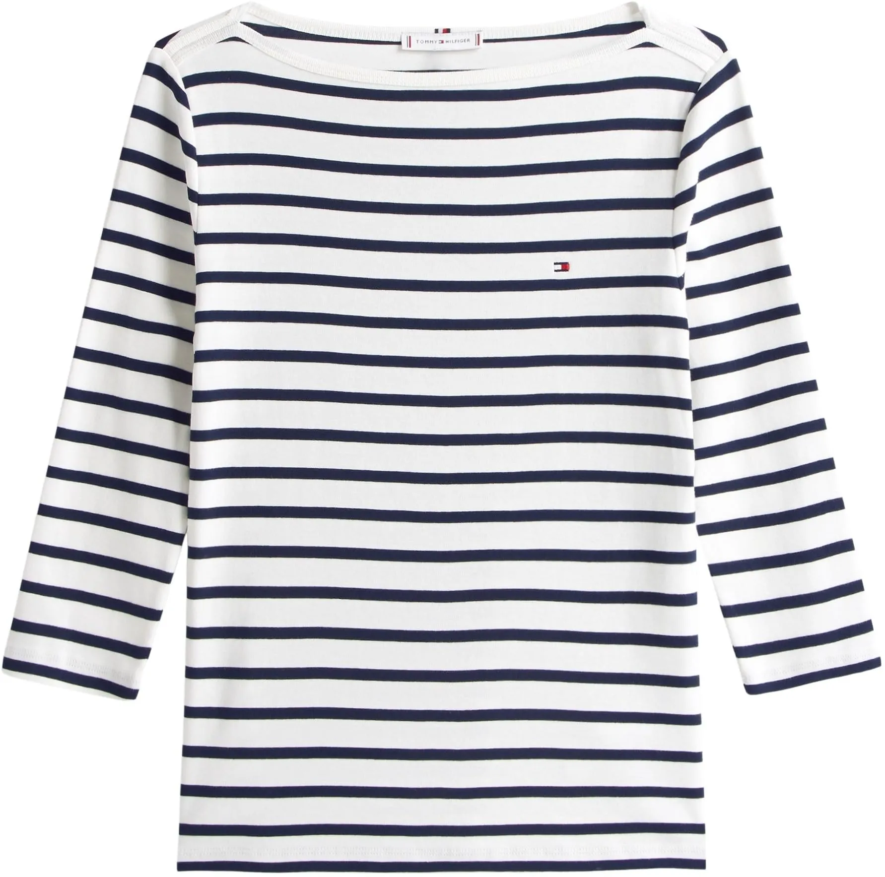 Tommy Hilfiger Donna Maglietta Maniche Lunghe New Cody Slim Scollo a Barca, Multicolore (Breton/ECU/Dark Night Navy), 3XL - immagine 6