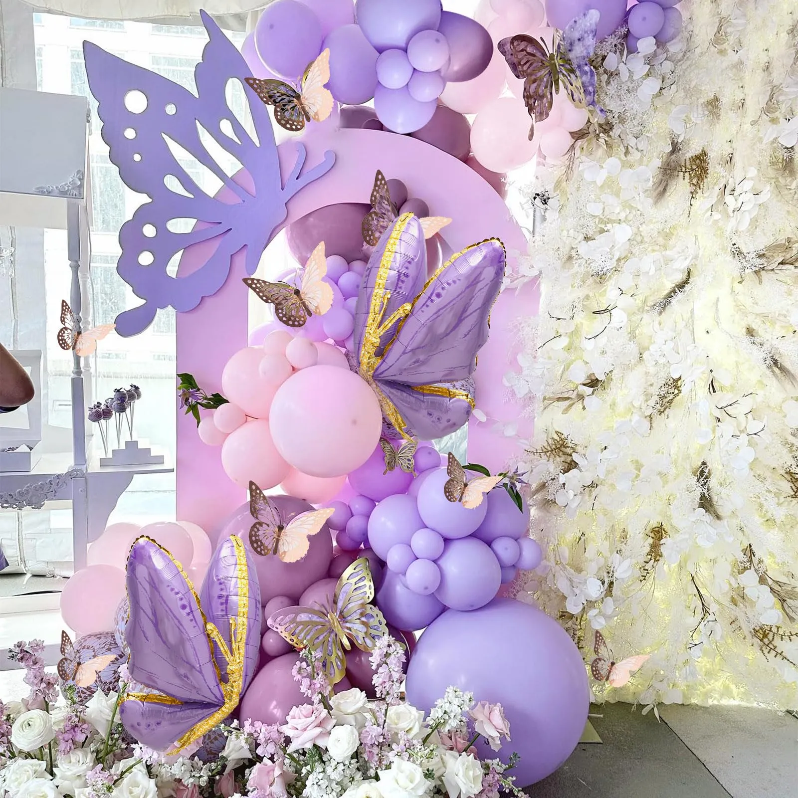 Frigg Kit Arco Palloncini Lilla e Rosa con Farfalle, 133 Pezzi - immagine 7