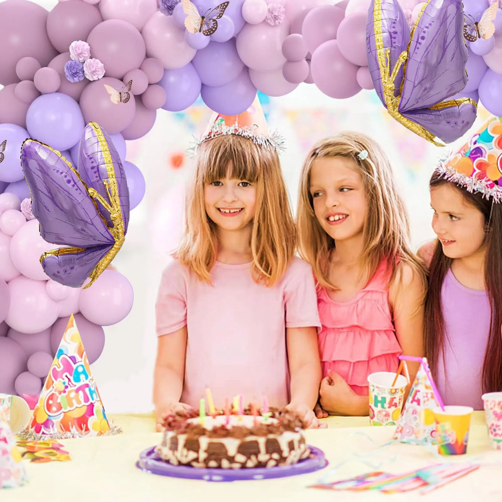 Frigg Kit Arco Palloncini Lilla e Rosa con Farfalle, 133 Pezzi - immagine 8