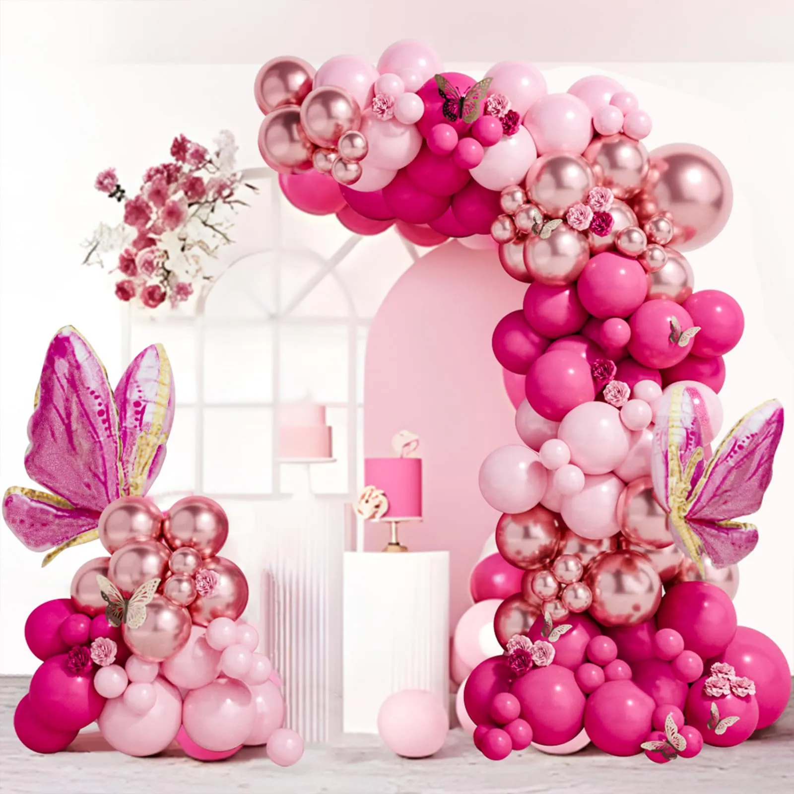 fairymaiden Kit Arco Palloncini Rosa, 112 Pezzi Rosa Oro, Fucsia e Rosa Macaron per Compleanno, Matrimonio, Battesimo e Anniversario - immagine 3