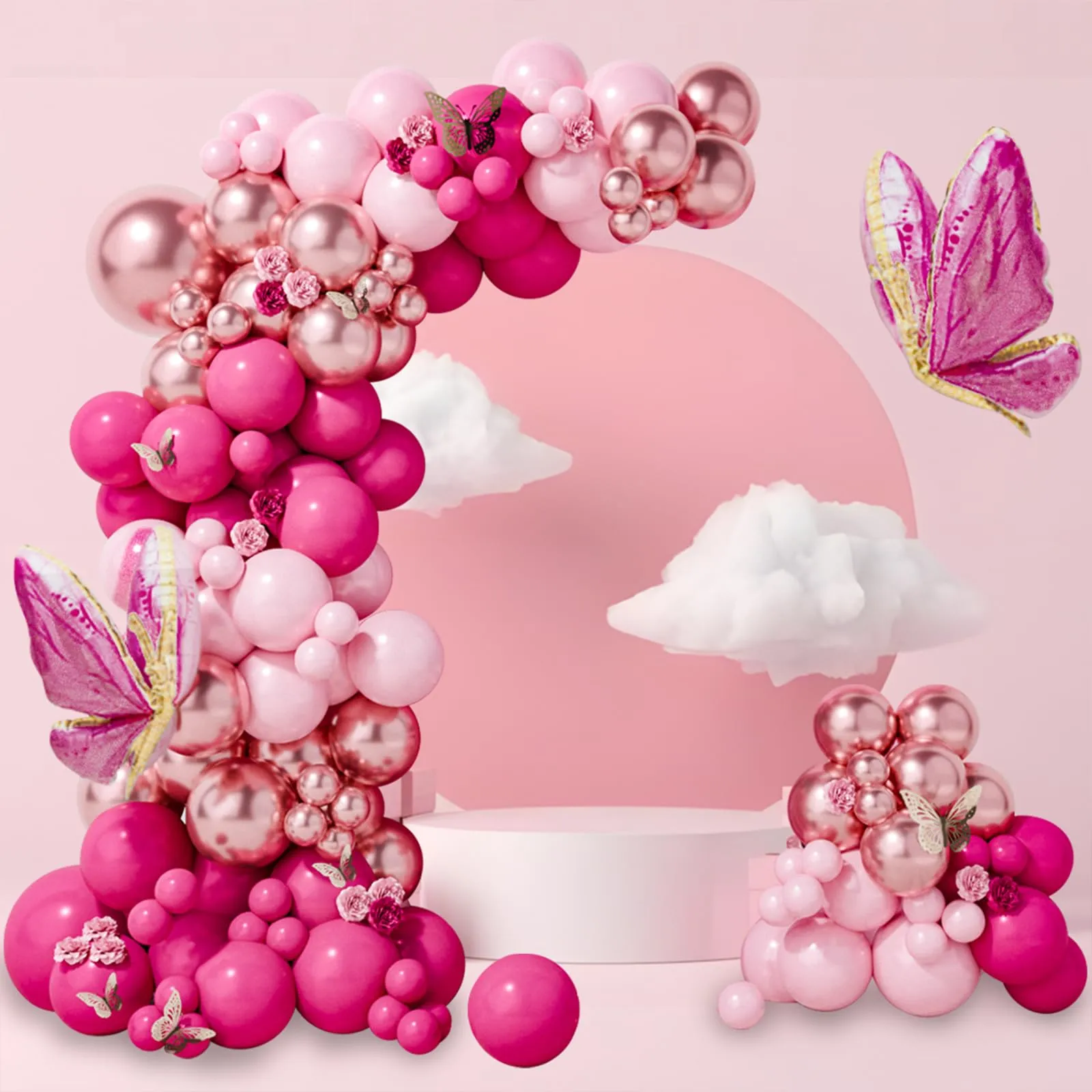 fairymaiden Kit Arco Palloncini Rosa, 112 Pezzi Rosa Oro, Fucsia e Rosa Macaron per Compleanno, Matrimonio, Battesimo e Anniversario - immagine 4