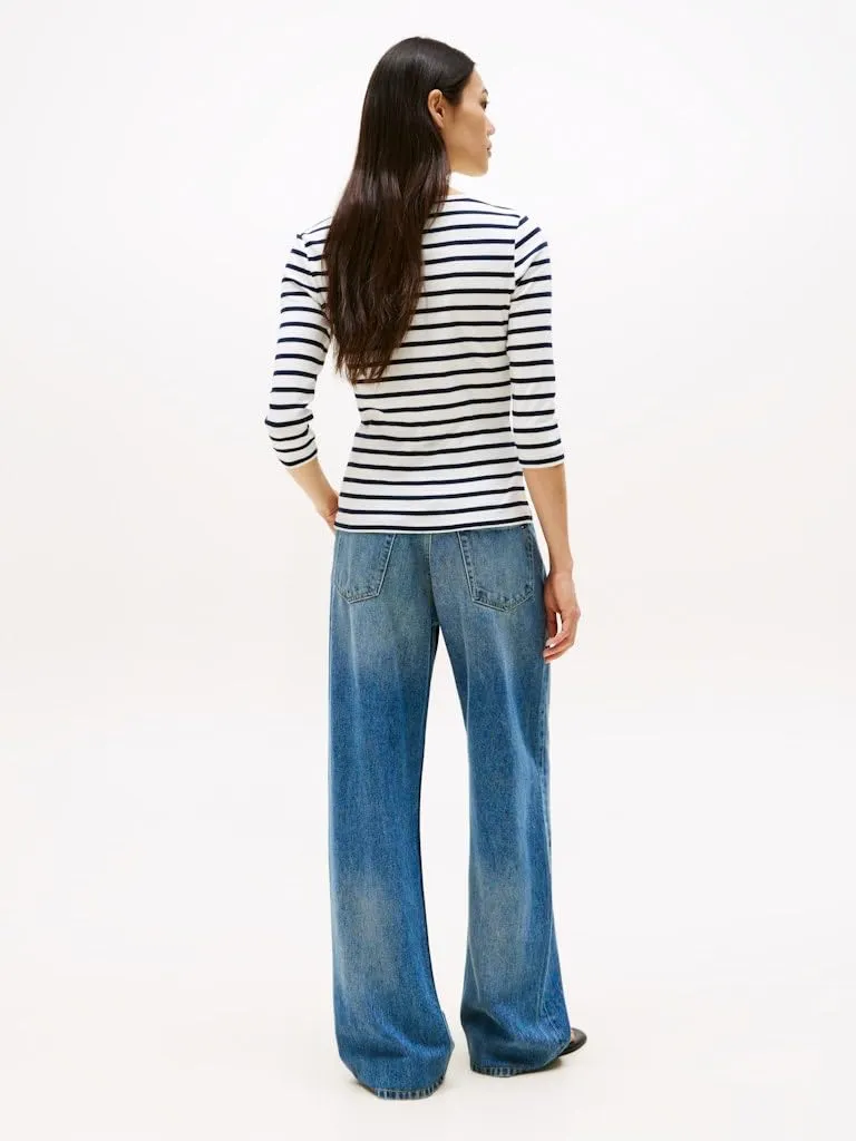 Tommy Hilfiger Donna New Cody Slim Maglietta Maniche Lunghe Scollo a Barca, Multicolore, XS - immagine 3