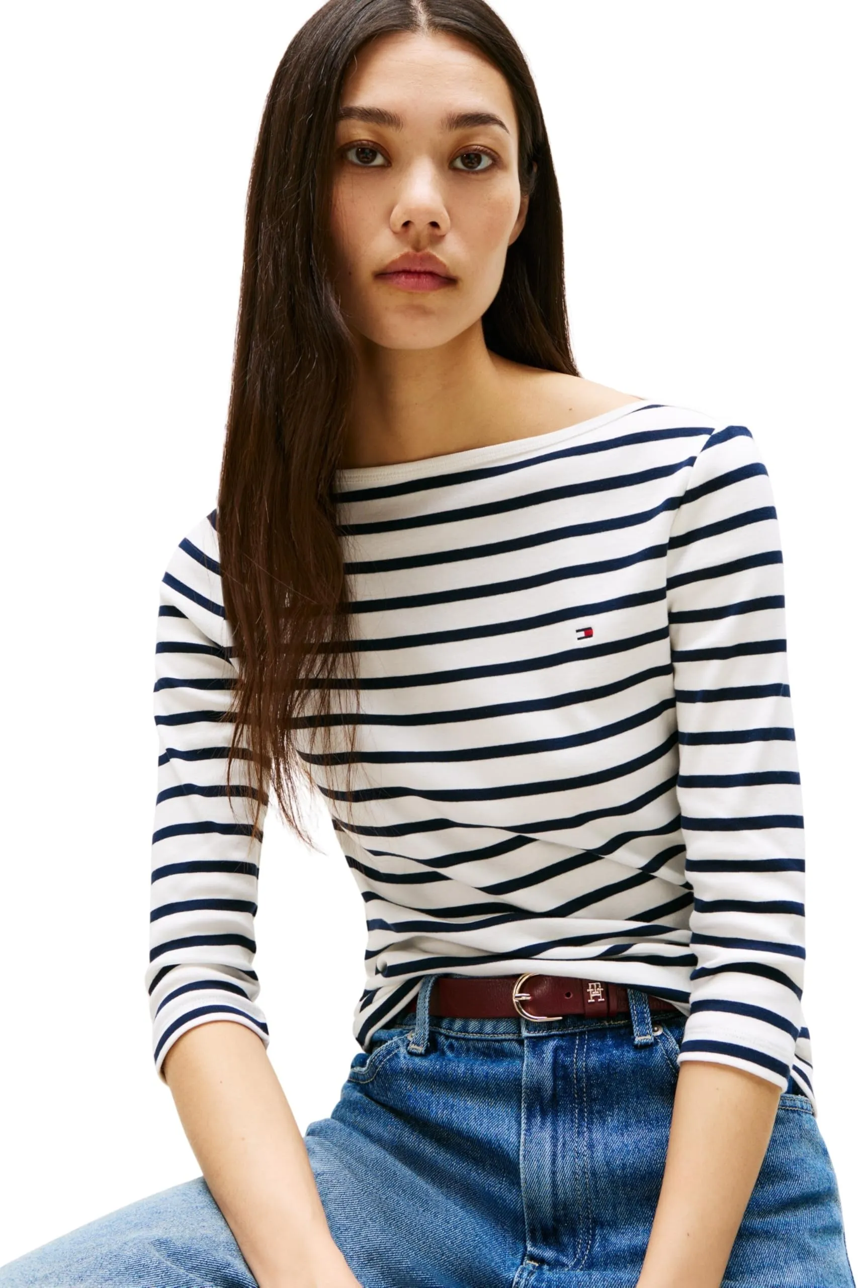 Tommy Hilfiger Donna New Cody Slim Maglietta Maniche Lunghe Scollo a Barca, Multicolore, XS - immagine 4