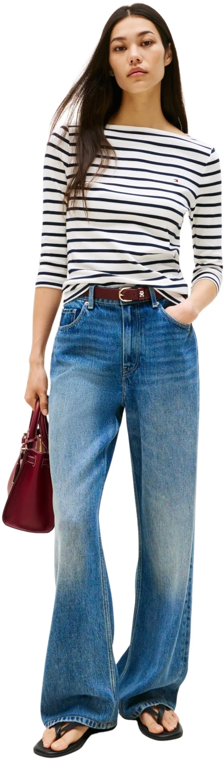 Tommy Hilfiger Donna New Cody Slim Maglietta Maniche Lunghe Scollo a Barca, Multicolore, XS - immagine 5