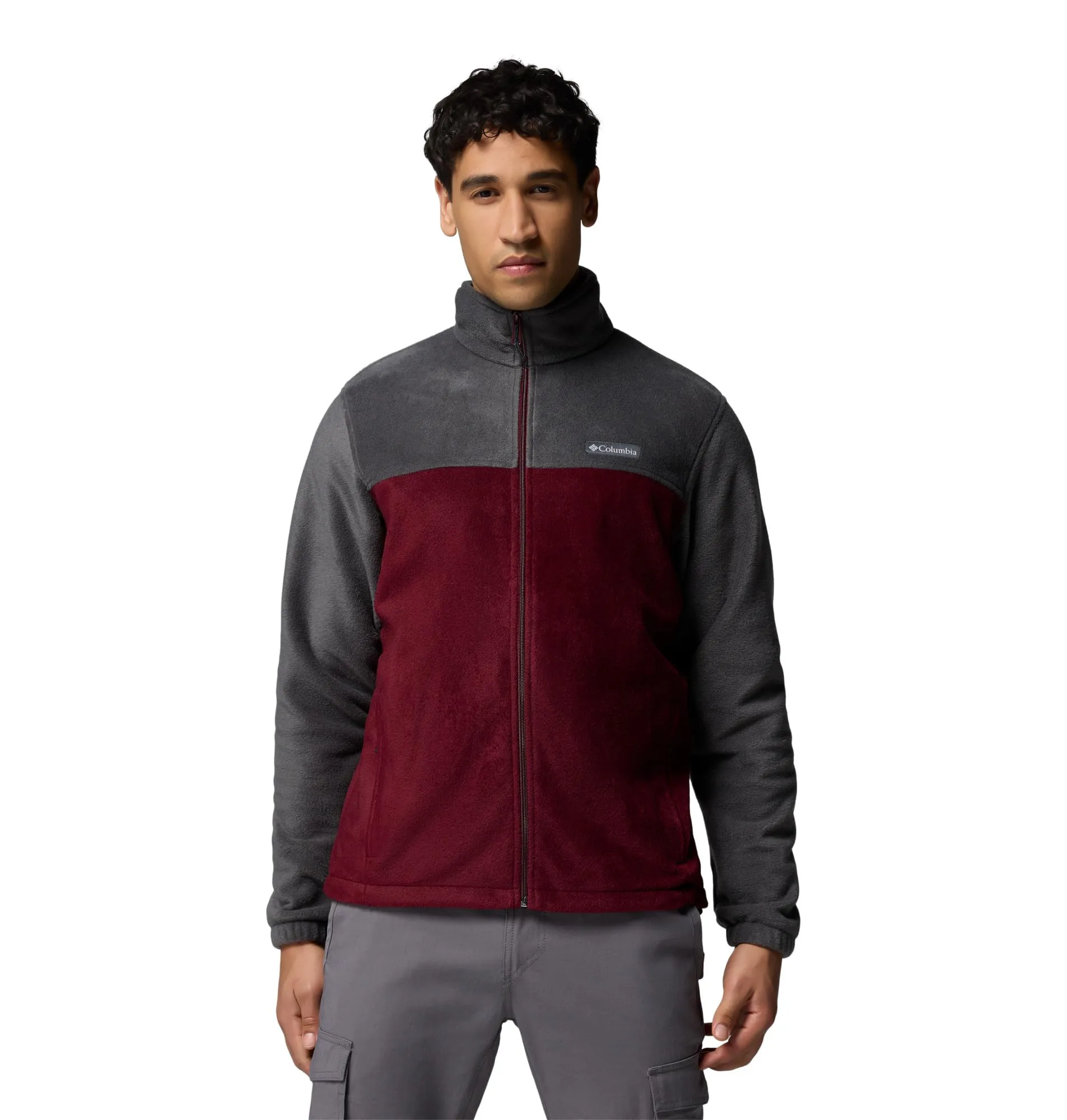 Columbia Steens Mountain Full Zip 2.0 Men's Fleece Jacket, Shark/Rich Wine, XXL - immagine 1