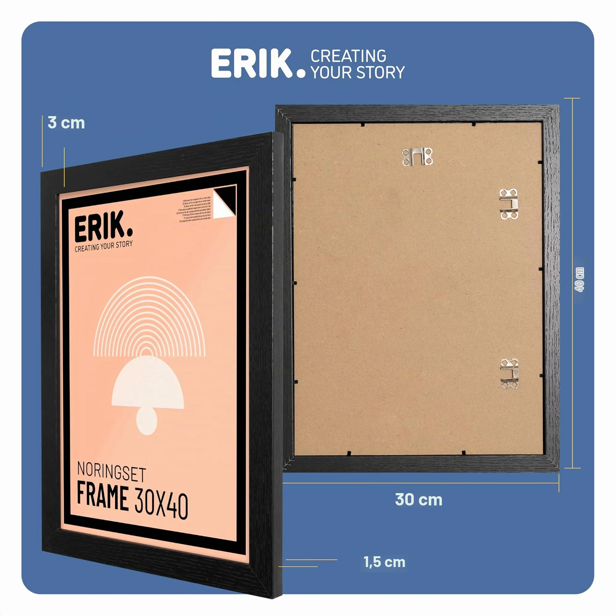 Grupo Erik Cornice MDF 30 x 40 cm Nera - immagine 3