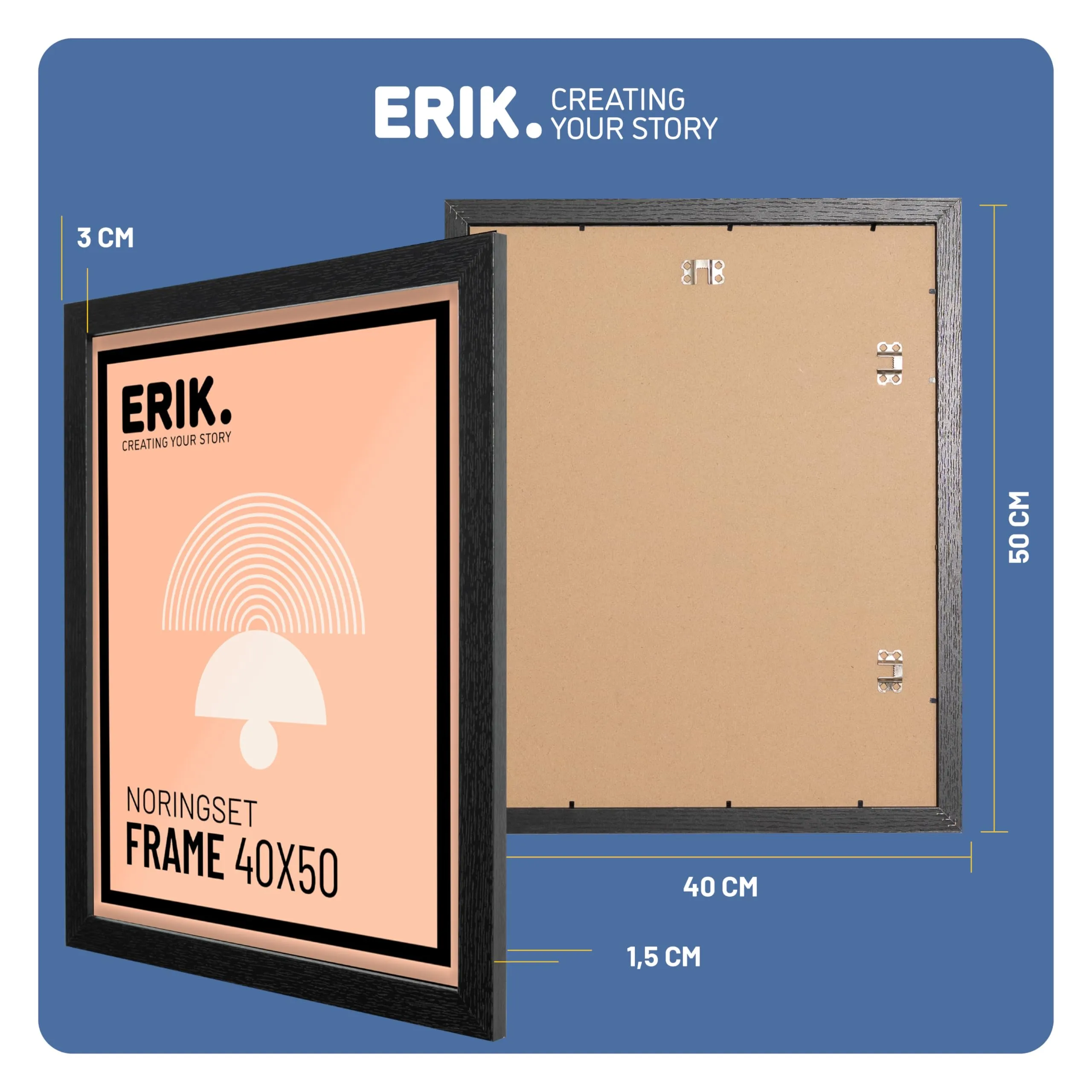 Grupo Erik Cornice 40x50 cm Nera Portafoto da Parete in MDF - immagine 3