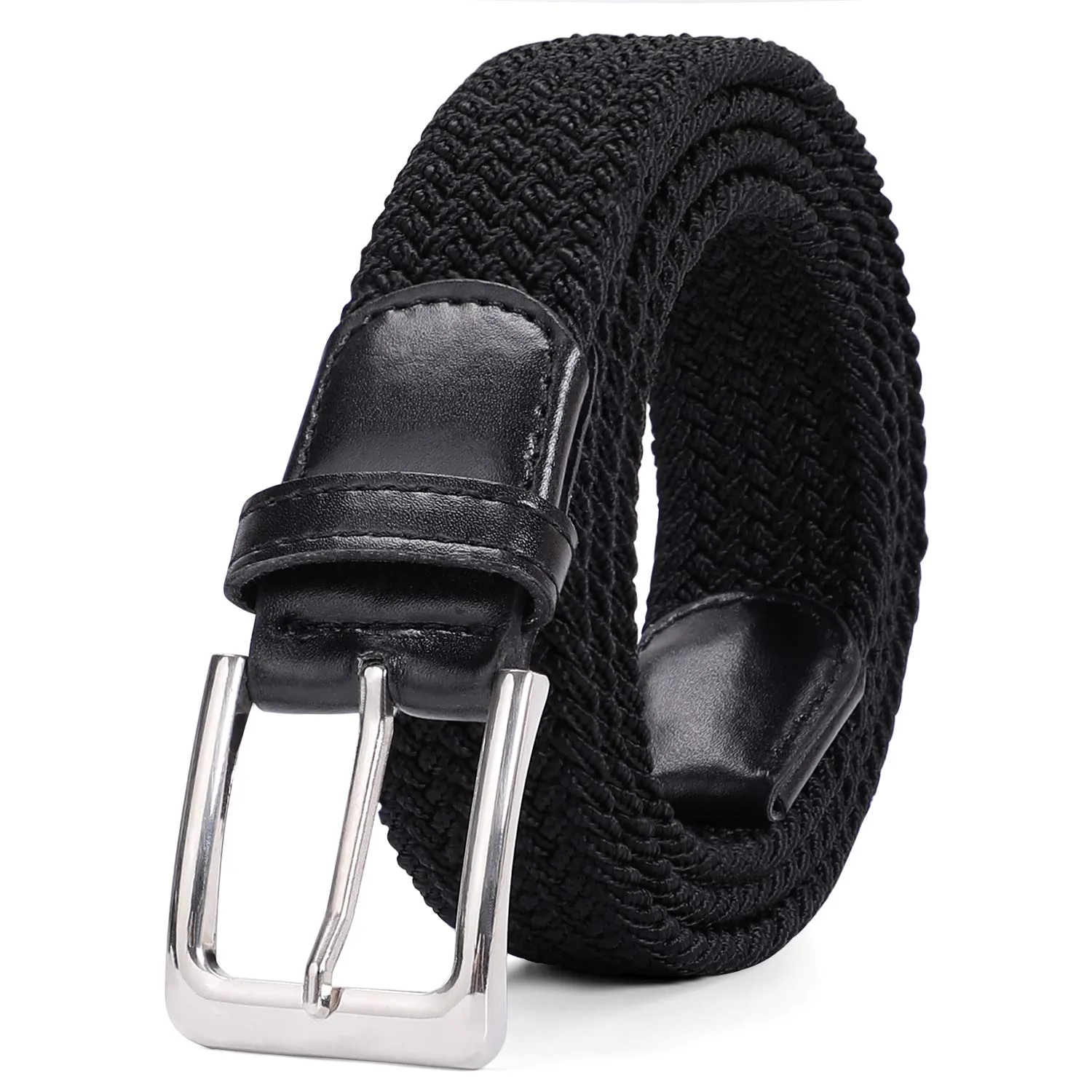 VONMELLI Cintura Elastica Intrecciata Regolabile per Uomo, Nero, M - immagine 1
