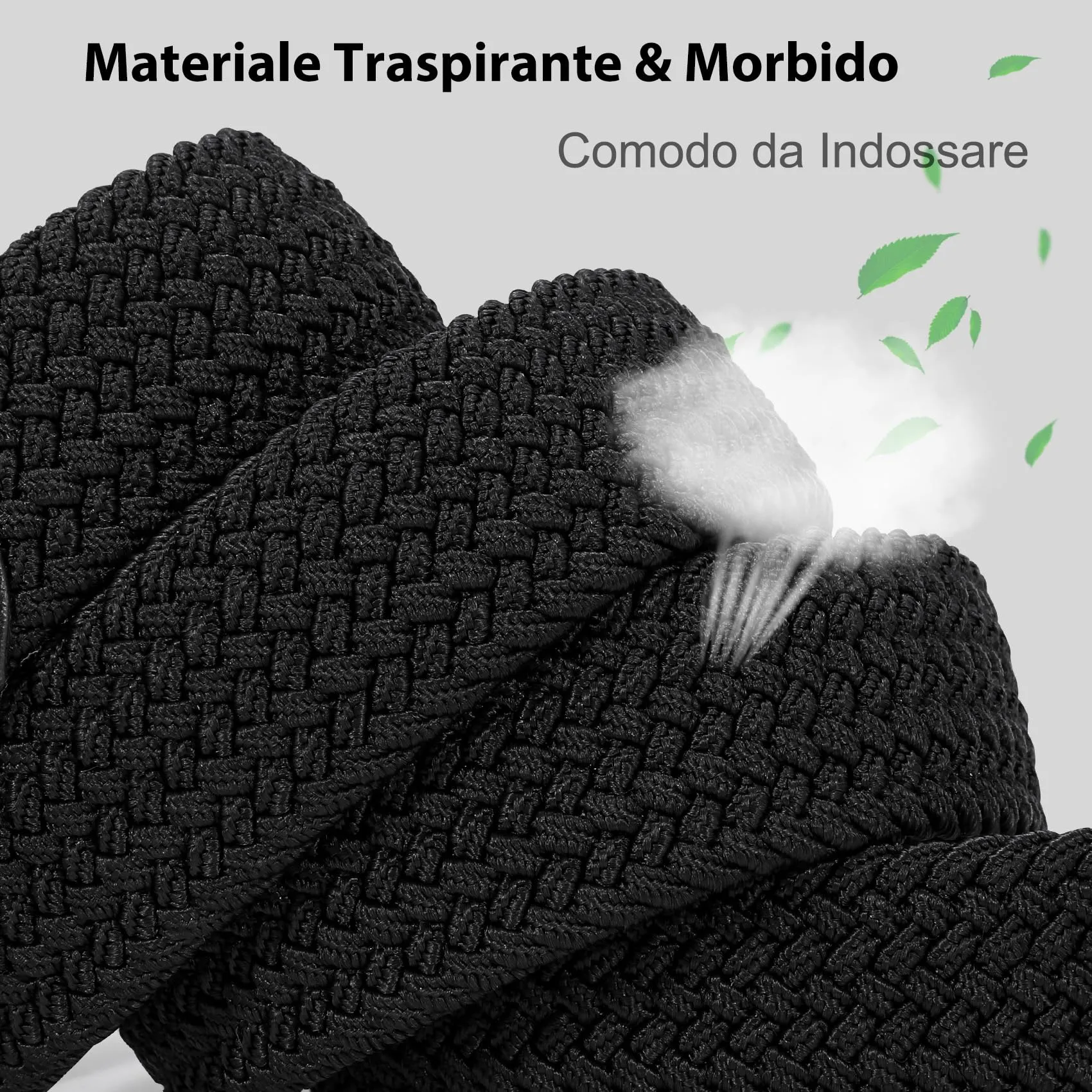 VONMELLI Cintura Elastica Intrecciata Regolabile per Uomo, Nero, M - immagine 3