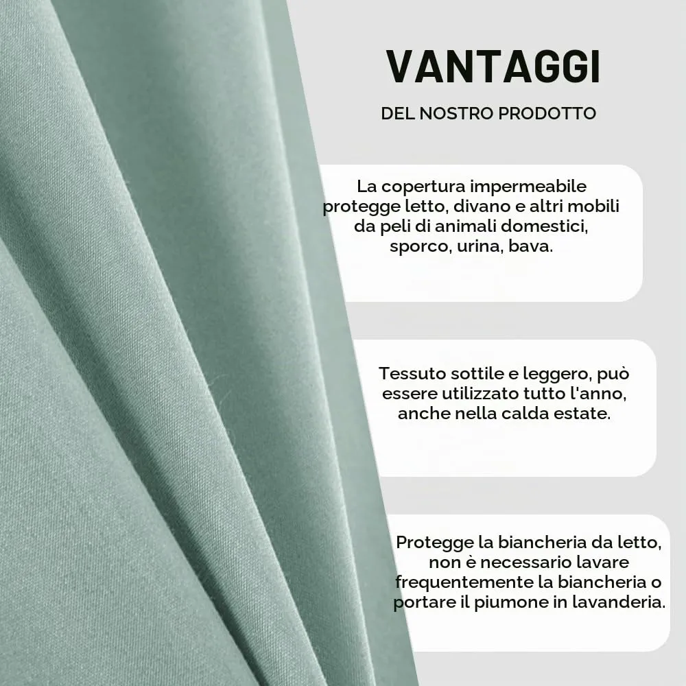 DUJUIKE Copriletto Impermeabile per Letto Matrimoniale, Super King 230 x 300 cm, Verde - immagine 7