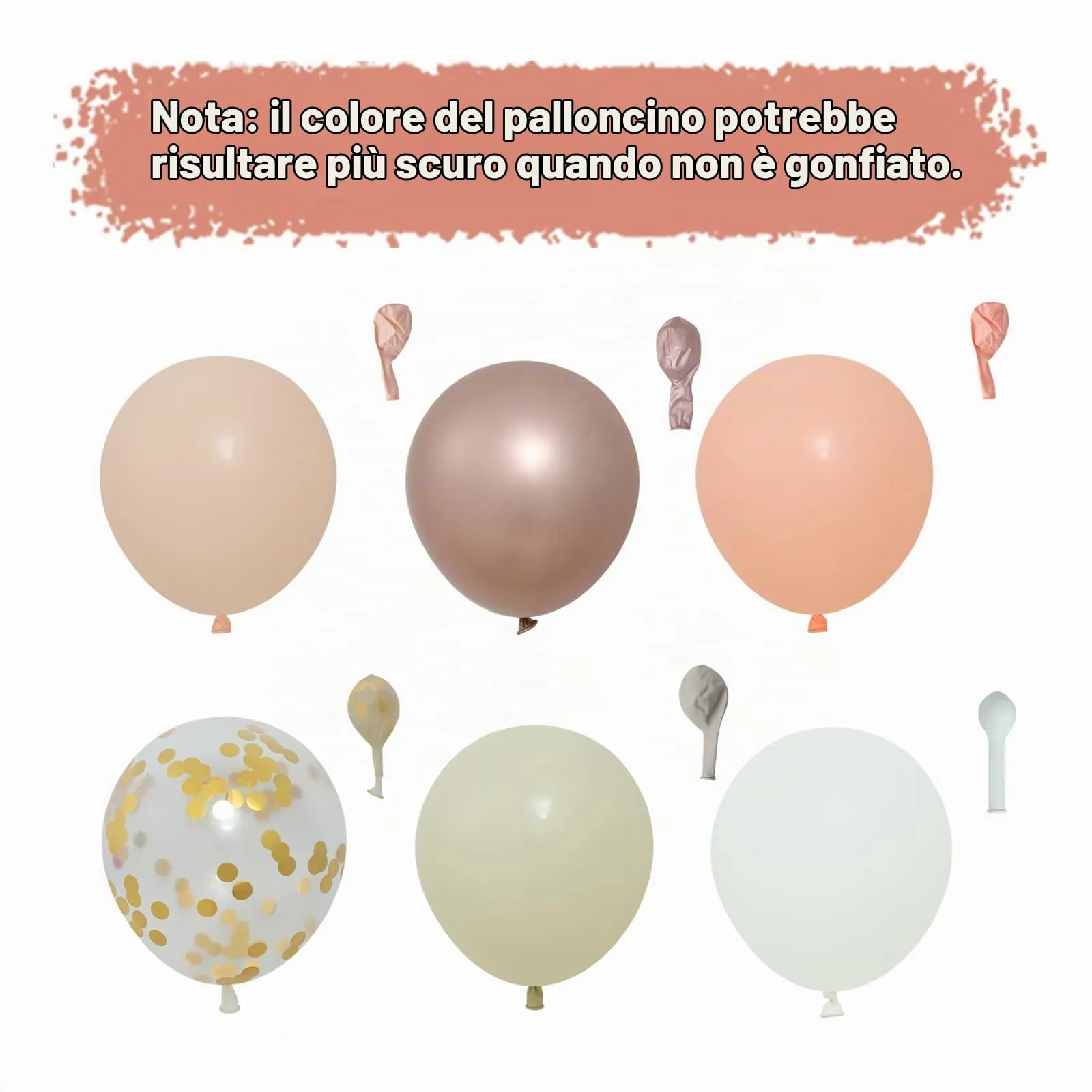 fairymaiden Kit Arco Ghirlanda di Palloncini 113 Pezzi - Beige, Bianco, Albicocca, Champagne e Oro - immagine 7