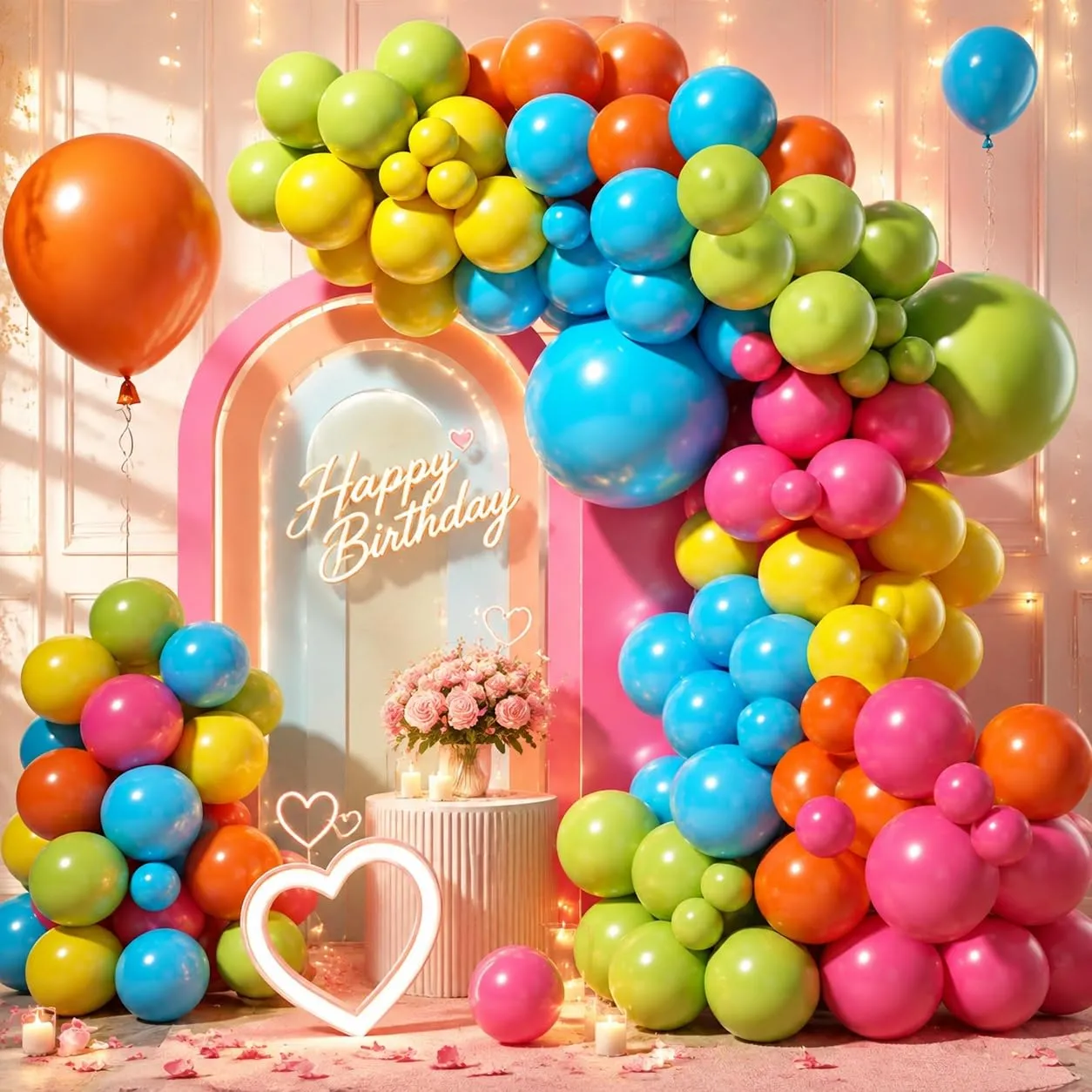 fairymaiden Kit Arco Palloncini Arcobaleno, 114 Pezzi Ghirlanda Palloncini Colorati Misti - immagine 1